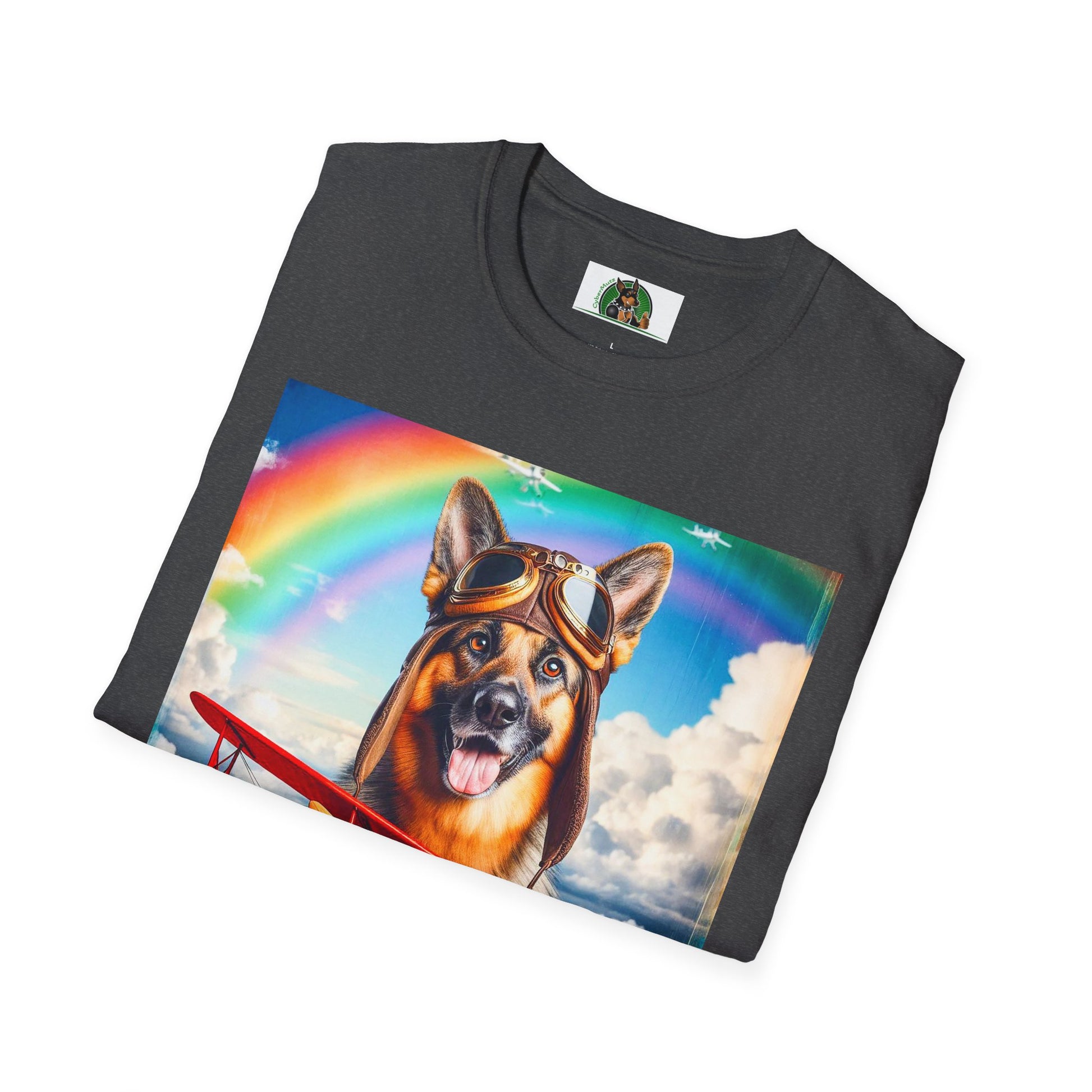 German Shepherd airplane flying T-Shirt Printify