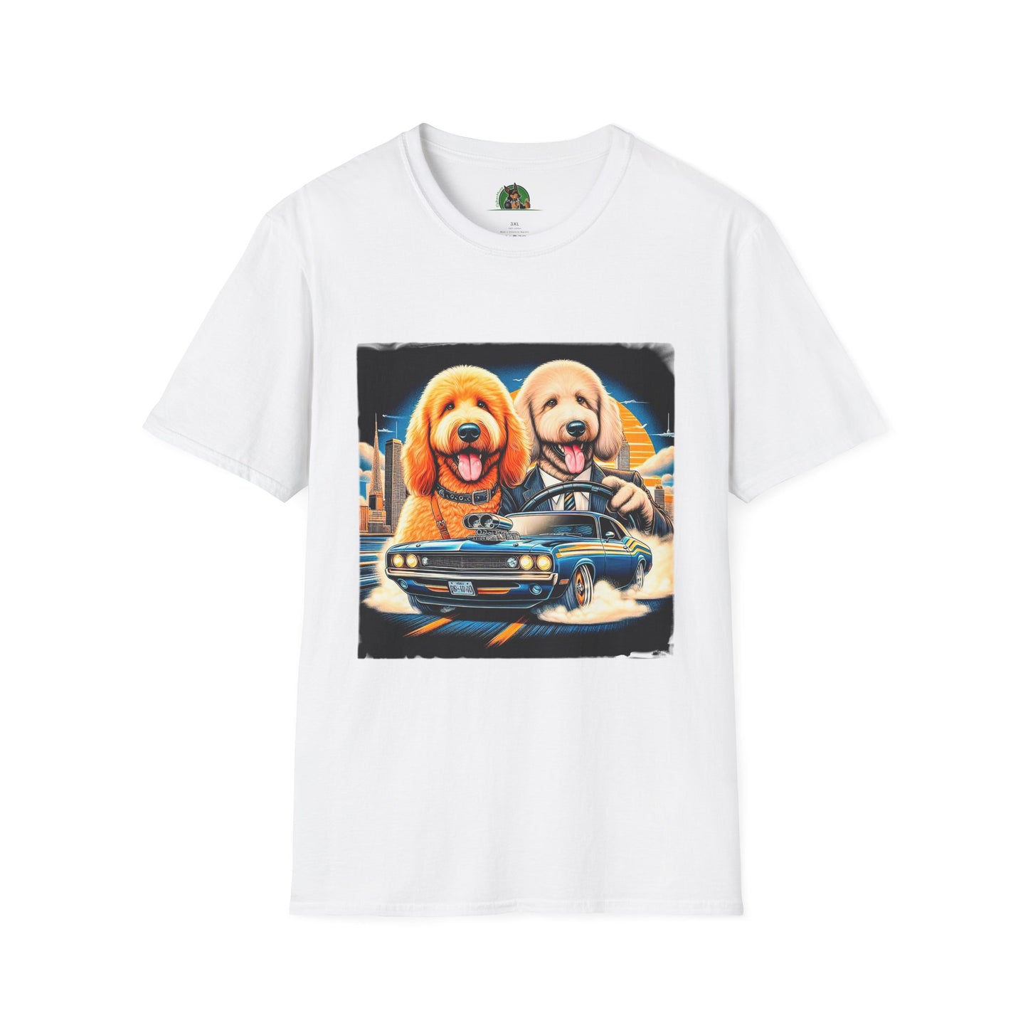 Golden Doodle cool car t shirt T-Shirt Printify XS White