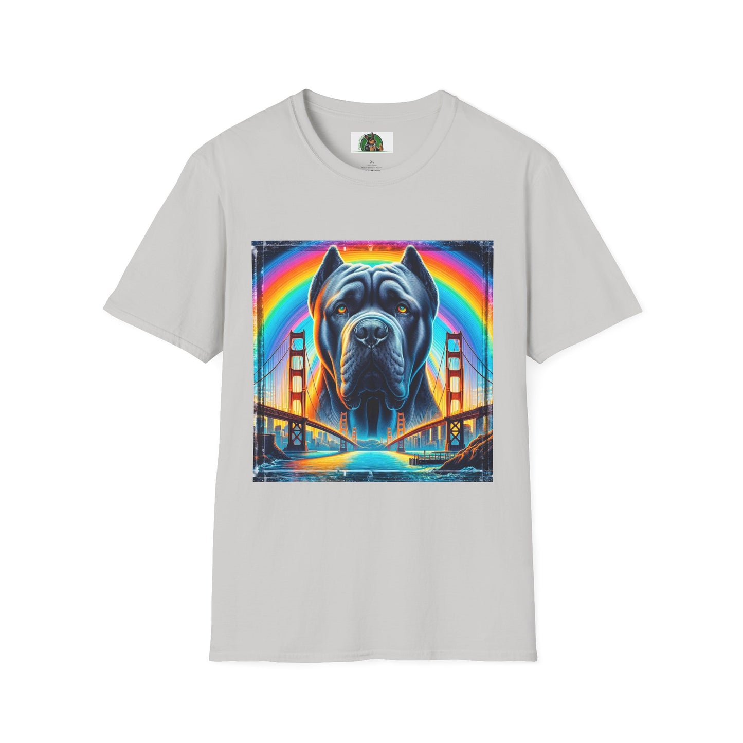 Cane Corso Double Rainbow Bridge TShirt T-Shirt Printify S Ice Grey