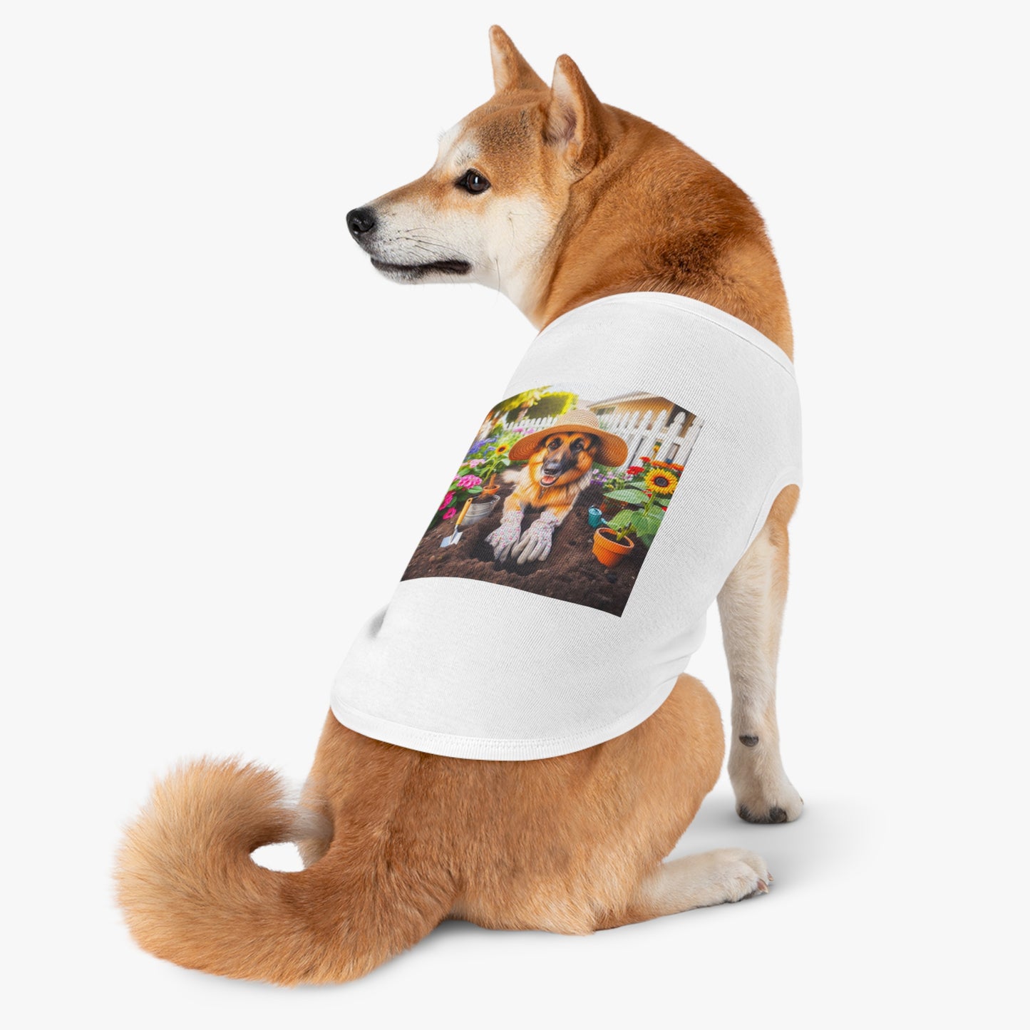 German Shepherd planting flowers shirt