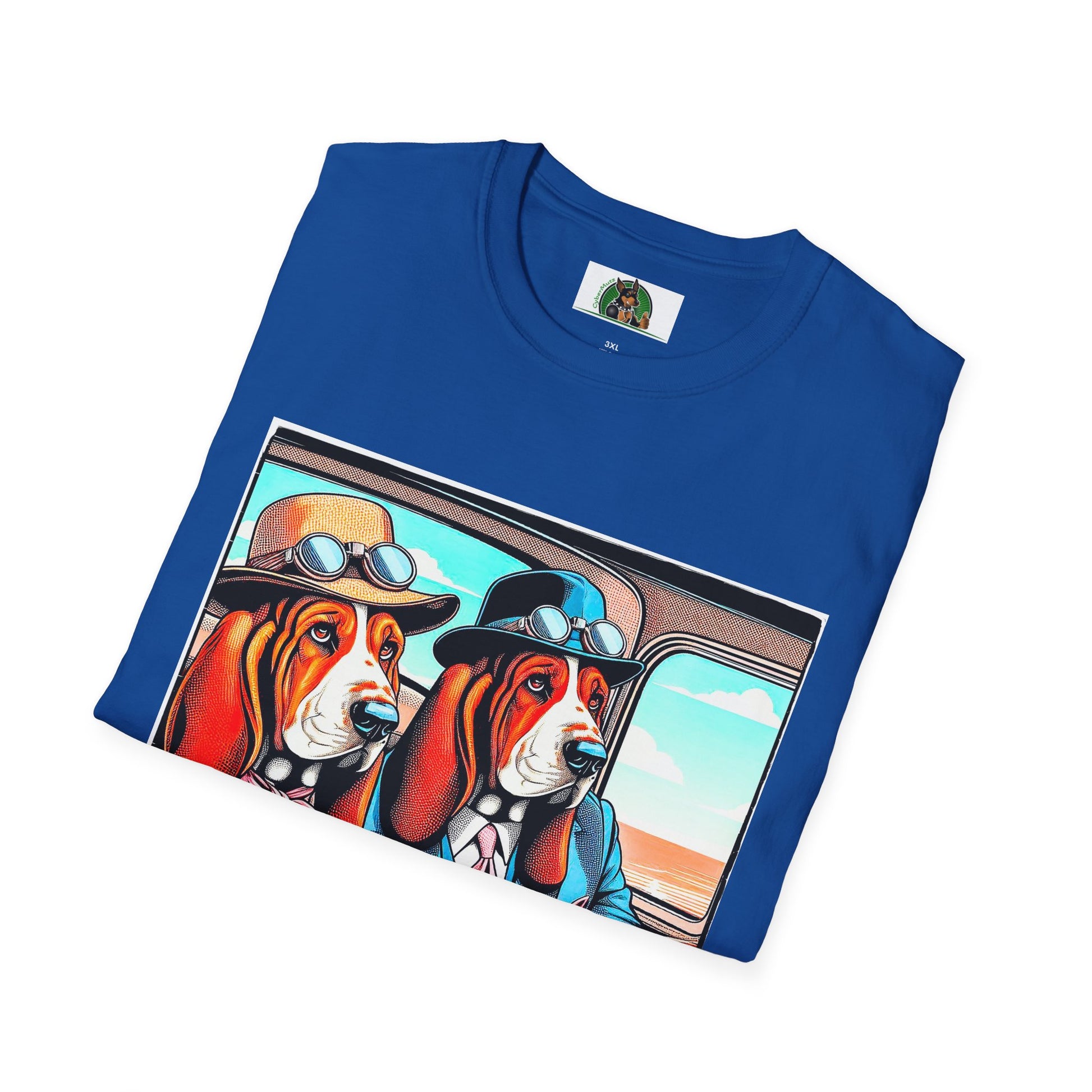 Wacky Basset Hound Boy Dogs In Old Car T-Shirt Printify