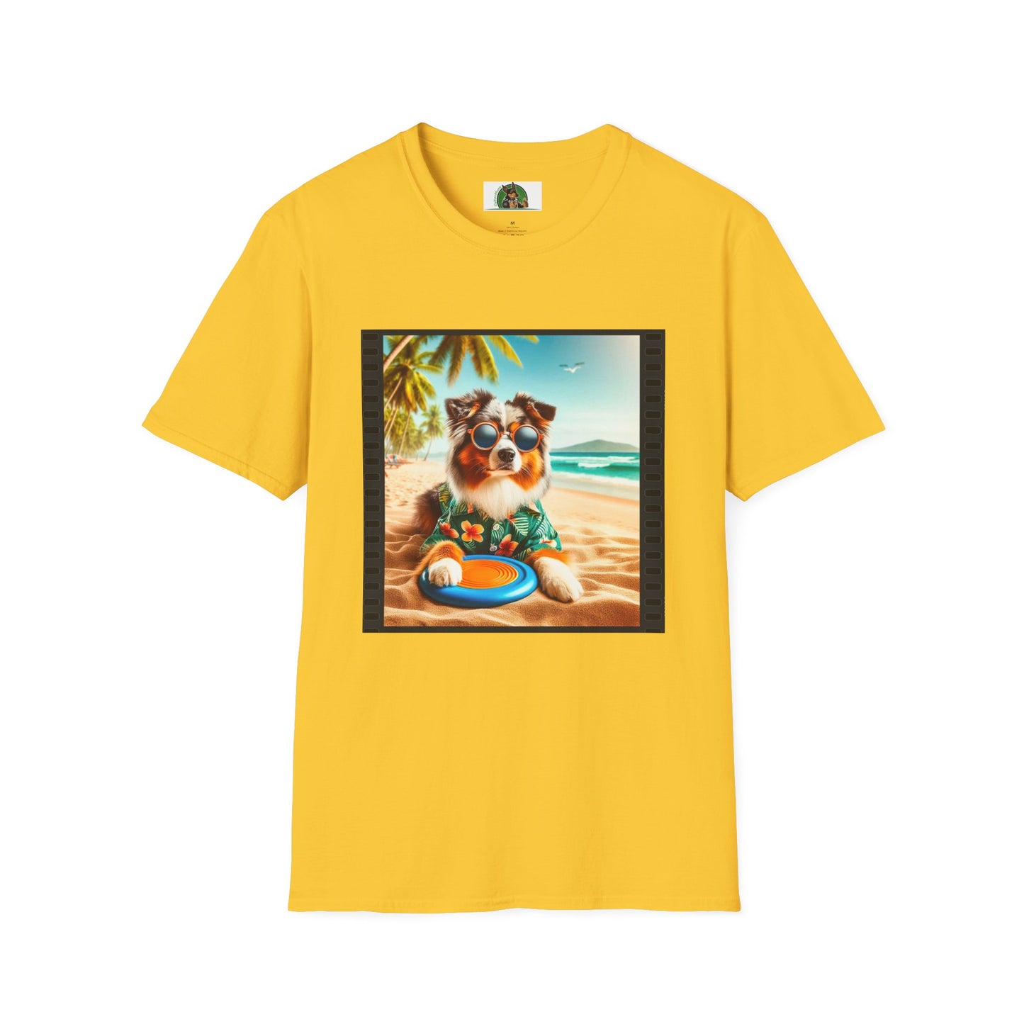 Australian Shepherd Beach Frisbee Dog T-Shirt Printify S Daisy 