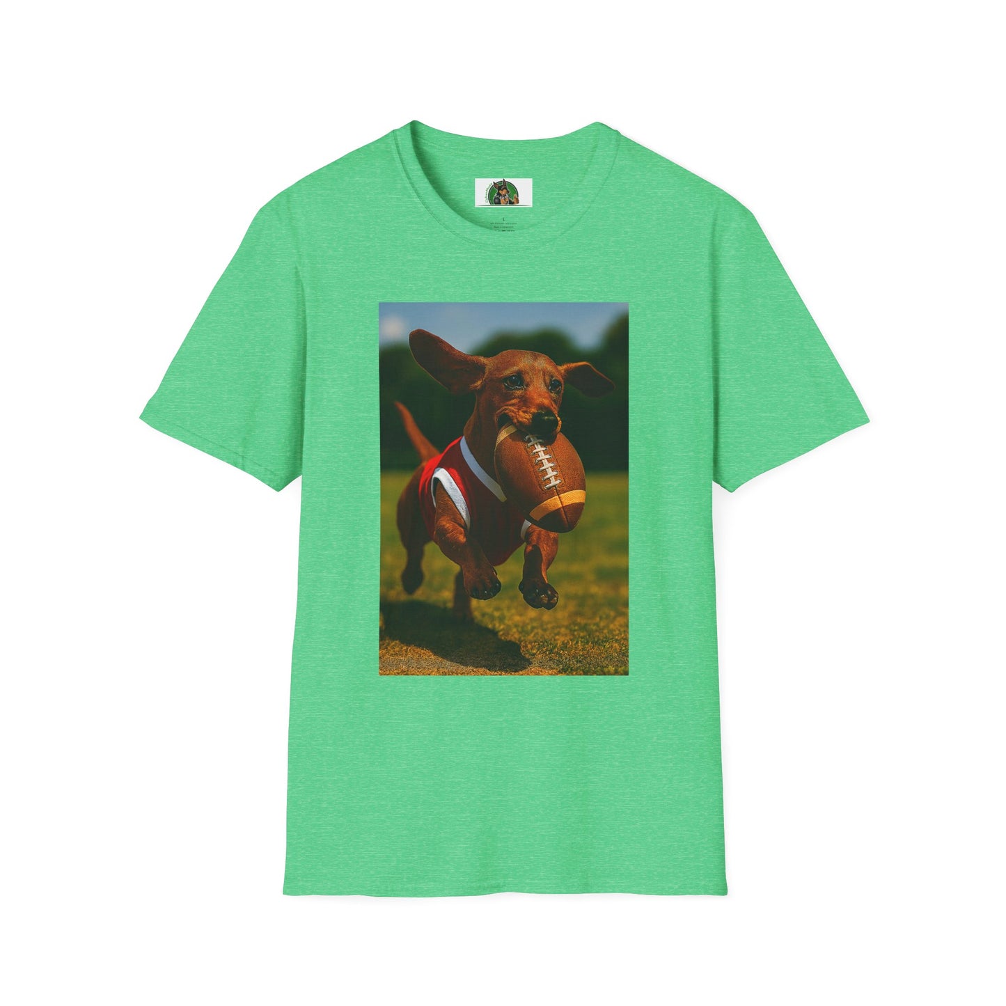Sports Dachshund Football T-Shirt T-Shirt Printify Heather Irish Green S