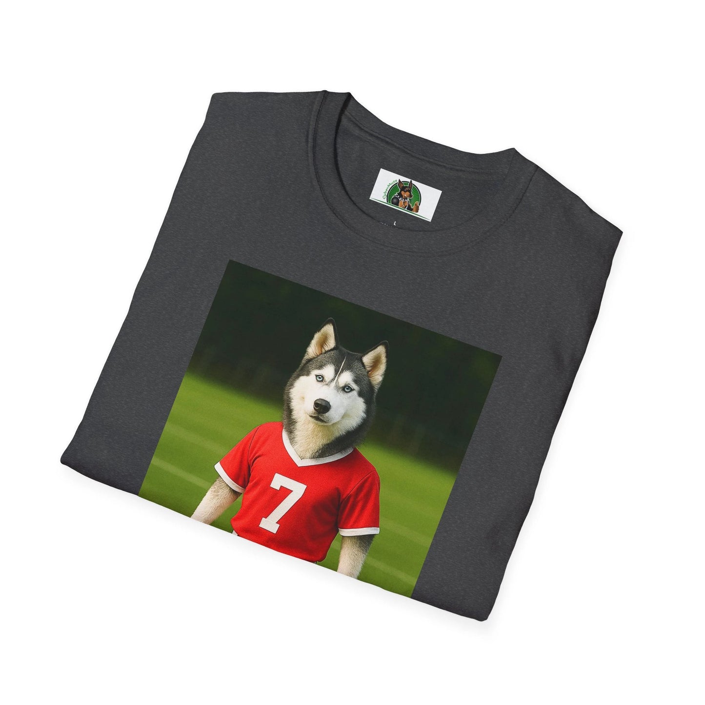 Husky Soccer T-Shirt — Sports Dog Playing Soccer Tee T-Shirt Printify