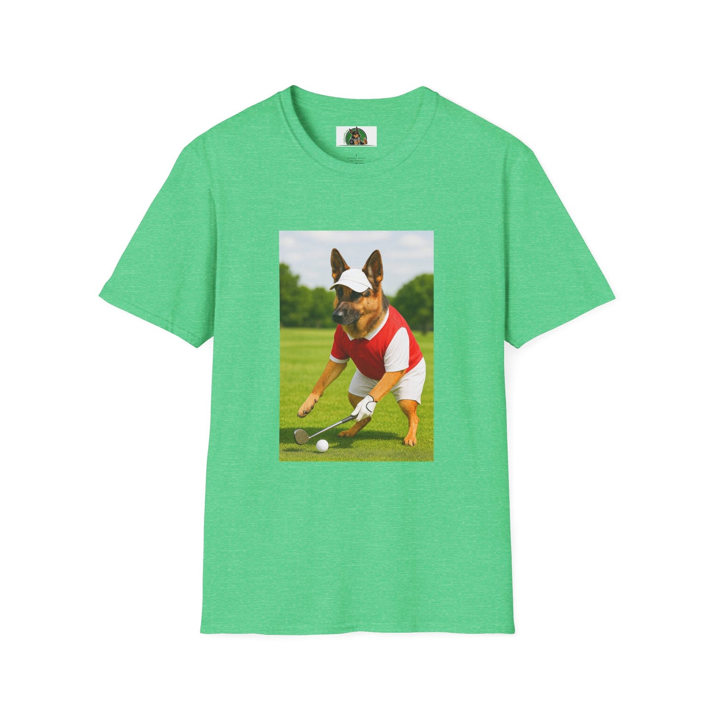 Sports German Shepherd Golf T-Shirt T-Shirt Printify Heather Irish Green S