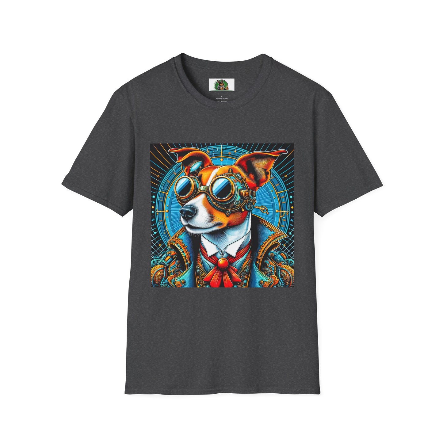 Jack Russell Blue Steampunk Dog T-Shirt Printify S Dark Heather