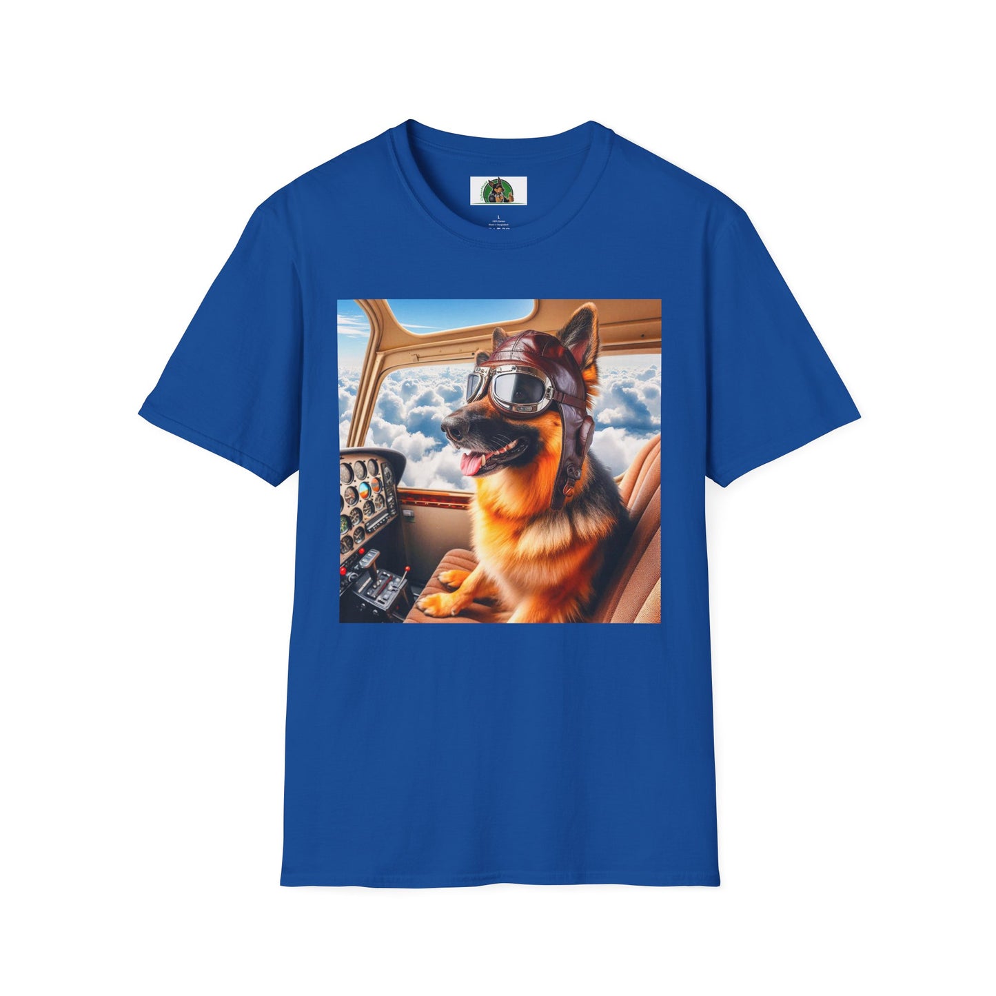 German Shepherd airline pilot T-Shirt Printify Royal S