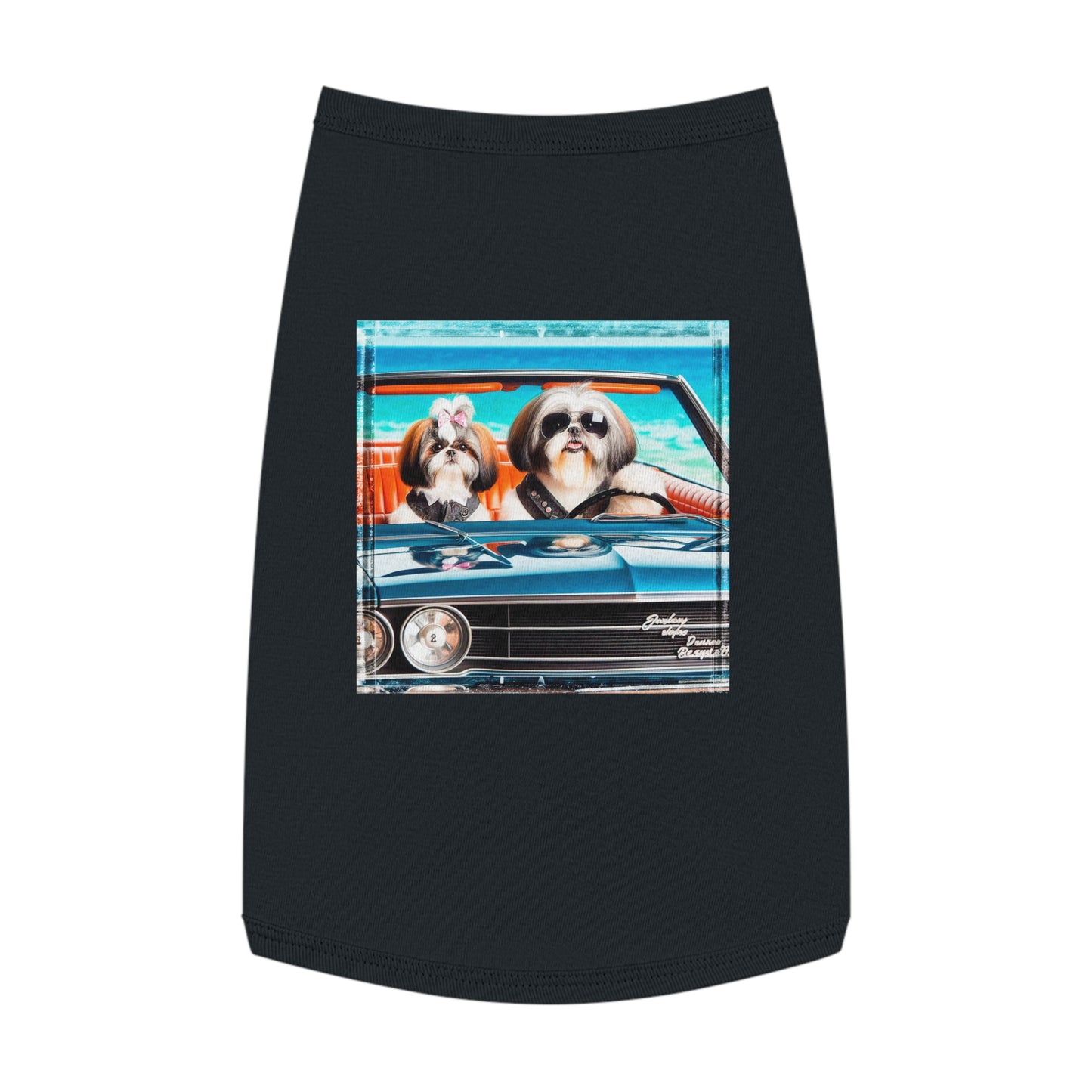 Pet Tank Top Shih Tzu frirbfs Driving Pets Printify L Black