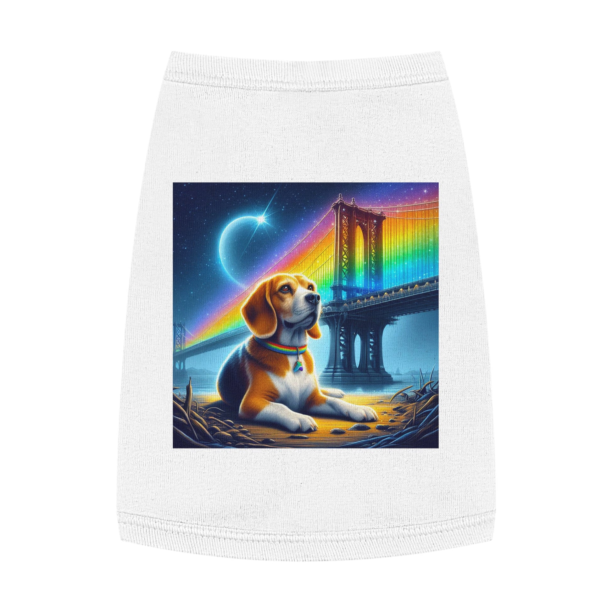 Pet Tank Top Beagle Under Rainbow Bridge Pets Printify   