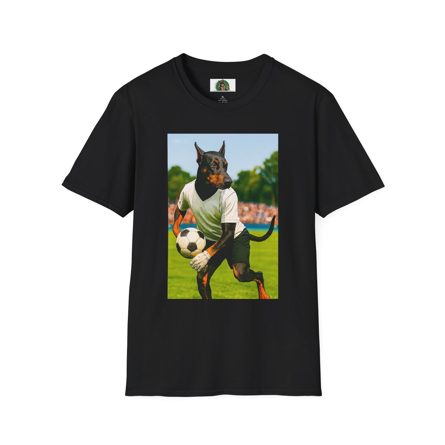 Soccer Doberman Sports T-Shirt T-Shirt Printify Black XS