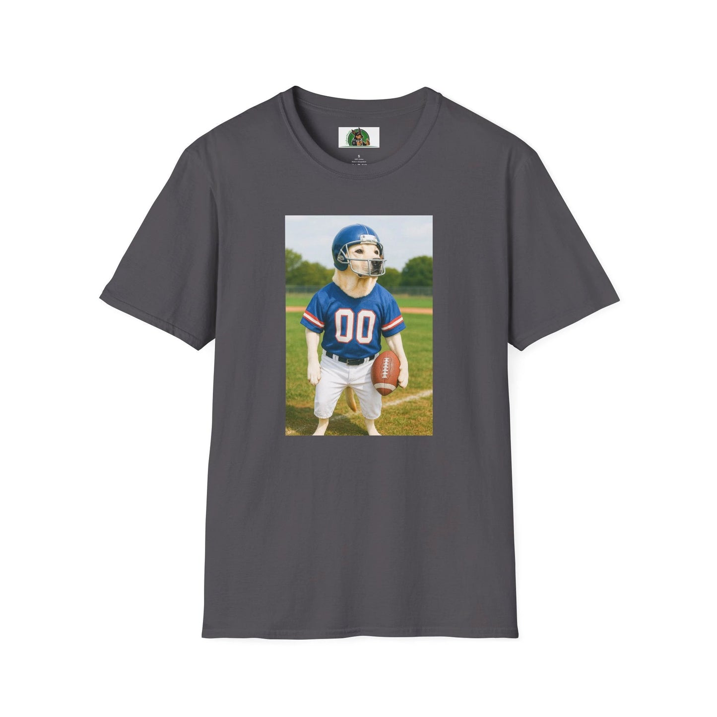 Labrador Retriever Football T-Shirt — Sports Dog Tee for Dog Lovers T-Shirt Printify Charcoal S