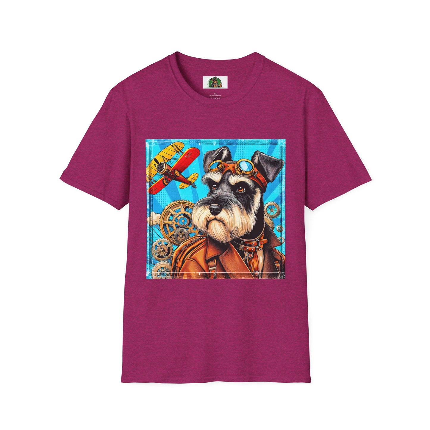 Schnauzer T-Shirt with Miniature Schnauzer Design T-Shirt Printify S Antique Heliconia 