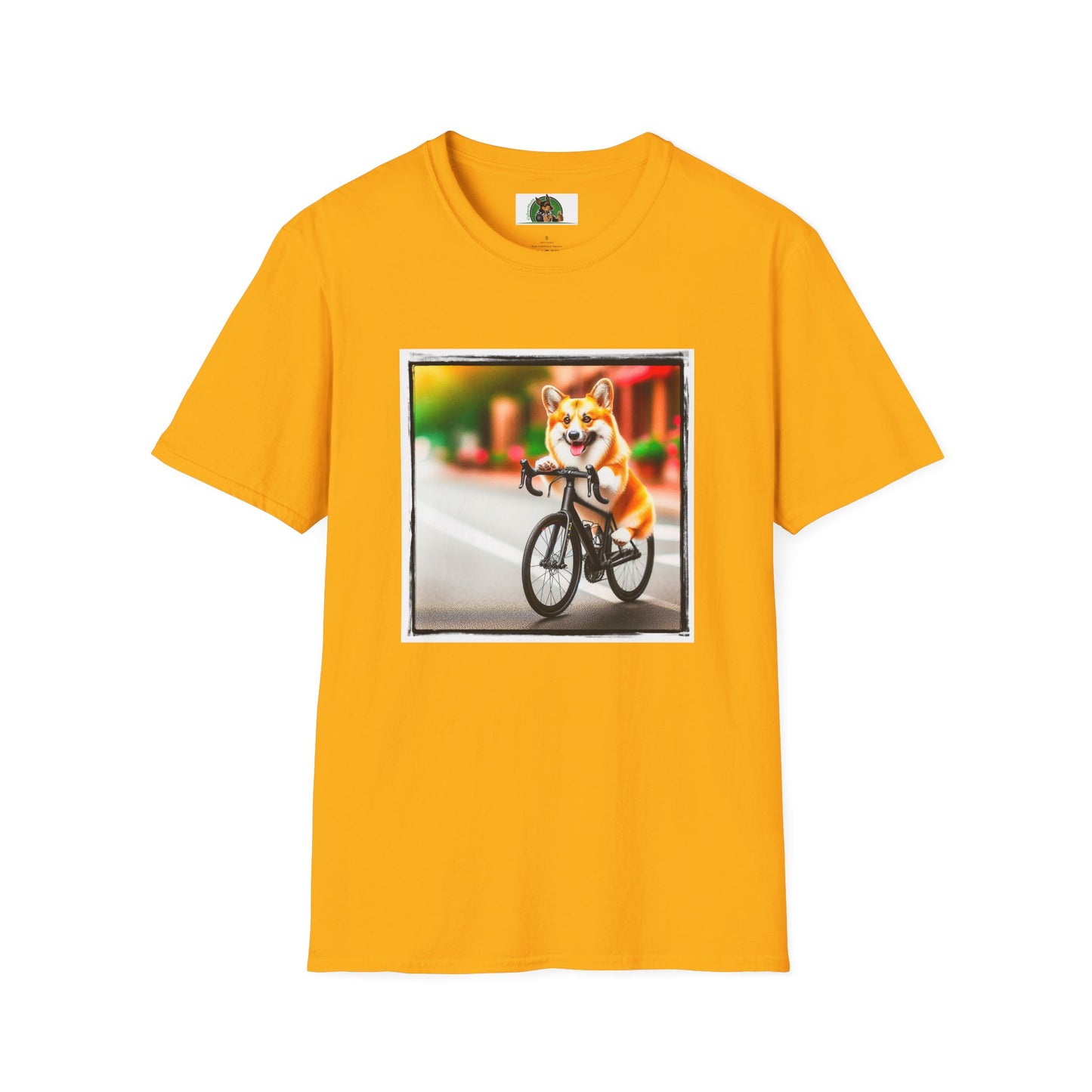 Pembroke Welsh Corgi bicycle shirt T-Shirt Printify S Gold