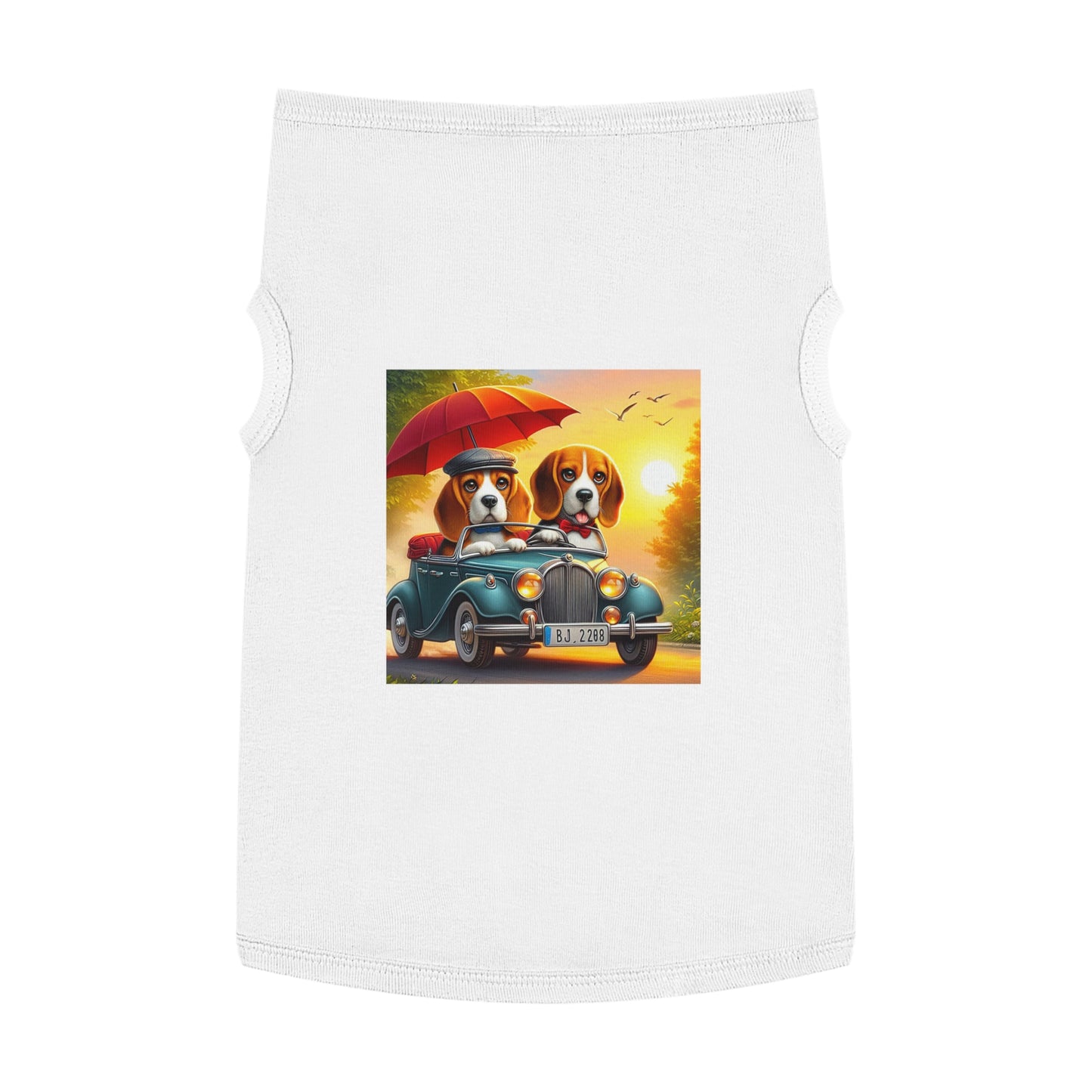 Pet Tank Top Wacky Beagle Dog Couple Sunday Driving Pets Printify XL White 