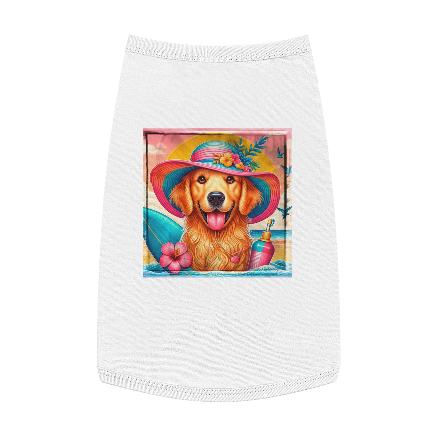 Golden Retriever pet tank top Pets Printify L White 