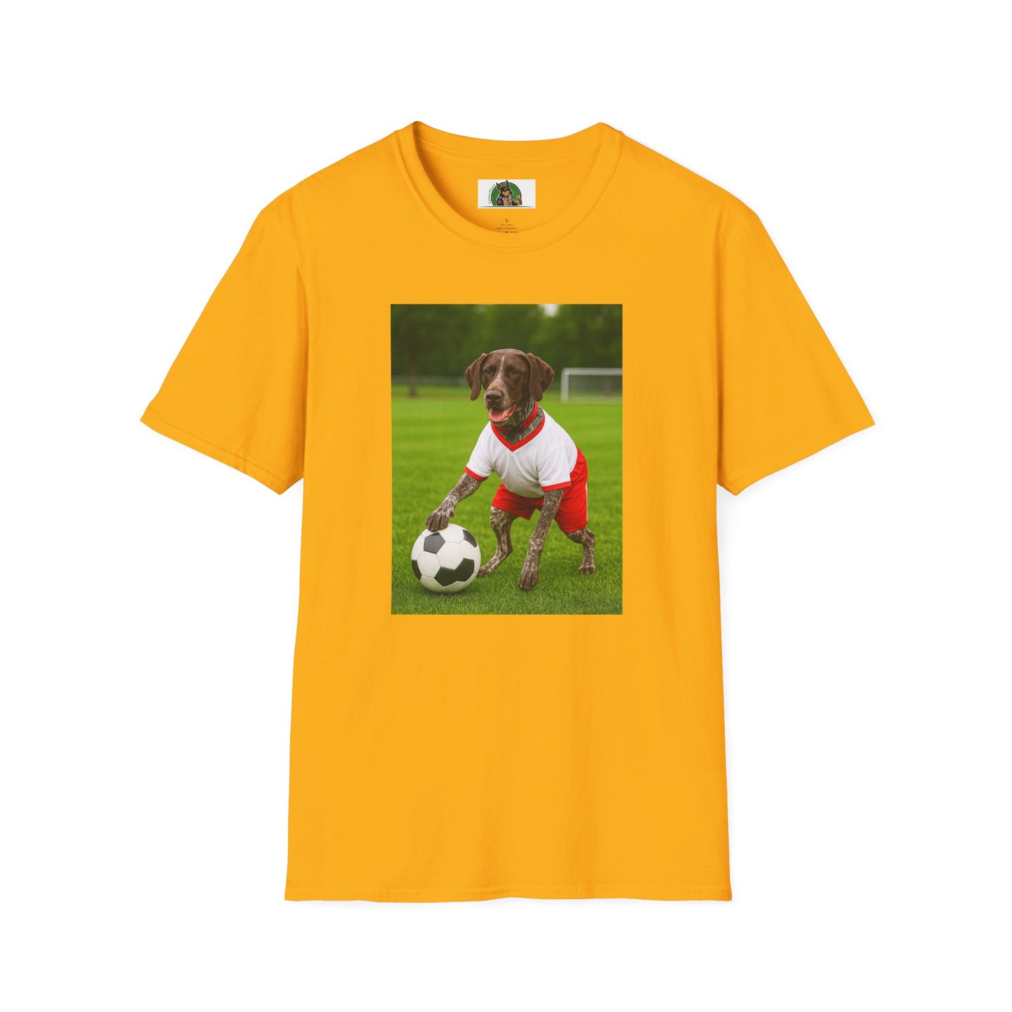 Soccer Sports German Shorthair T-Shirt T-Shirt Printify Gold S