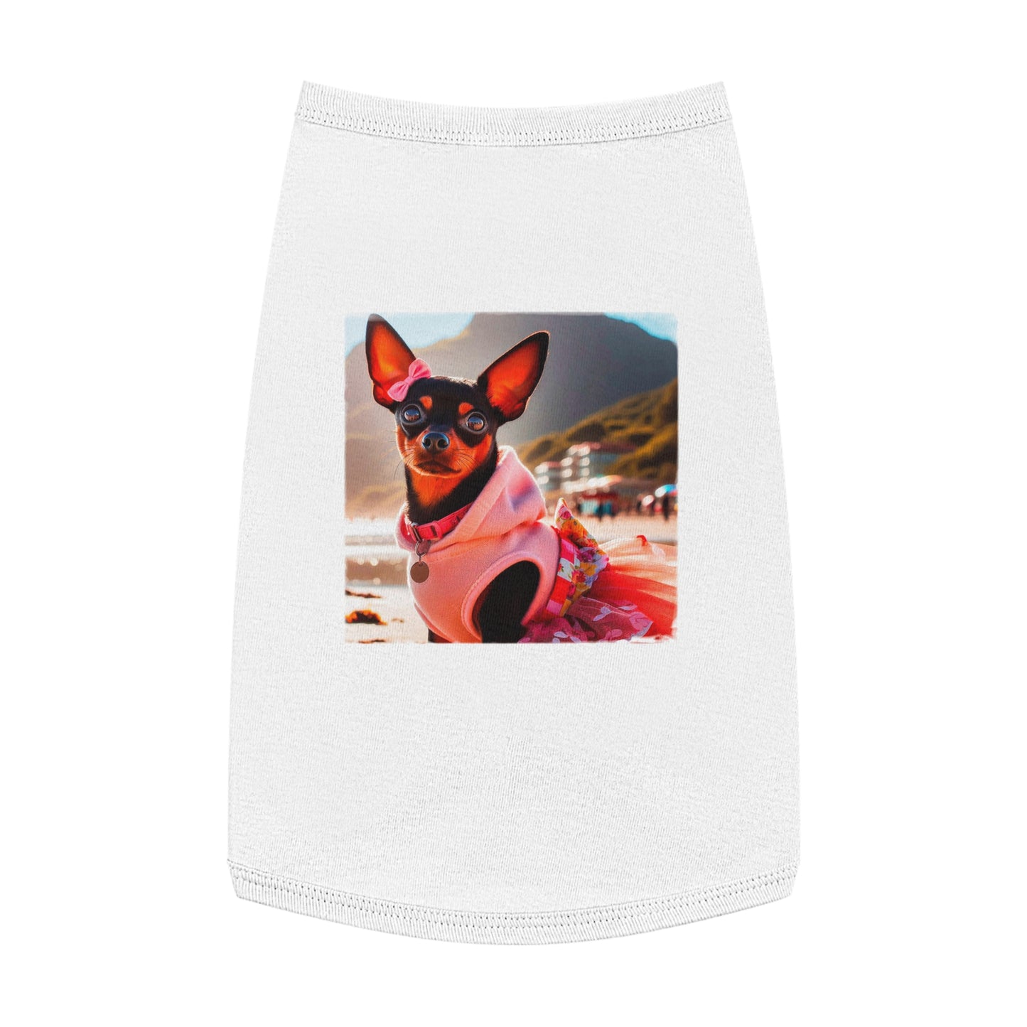 Dog Tank Top - Min Pin Tank Tops Pets Printify L White 