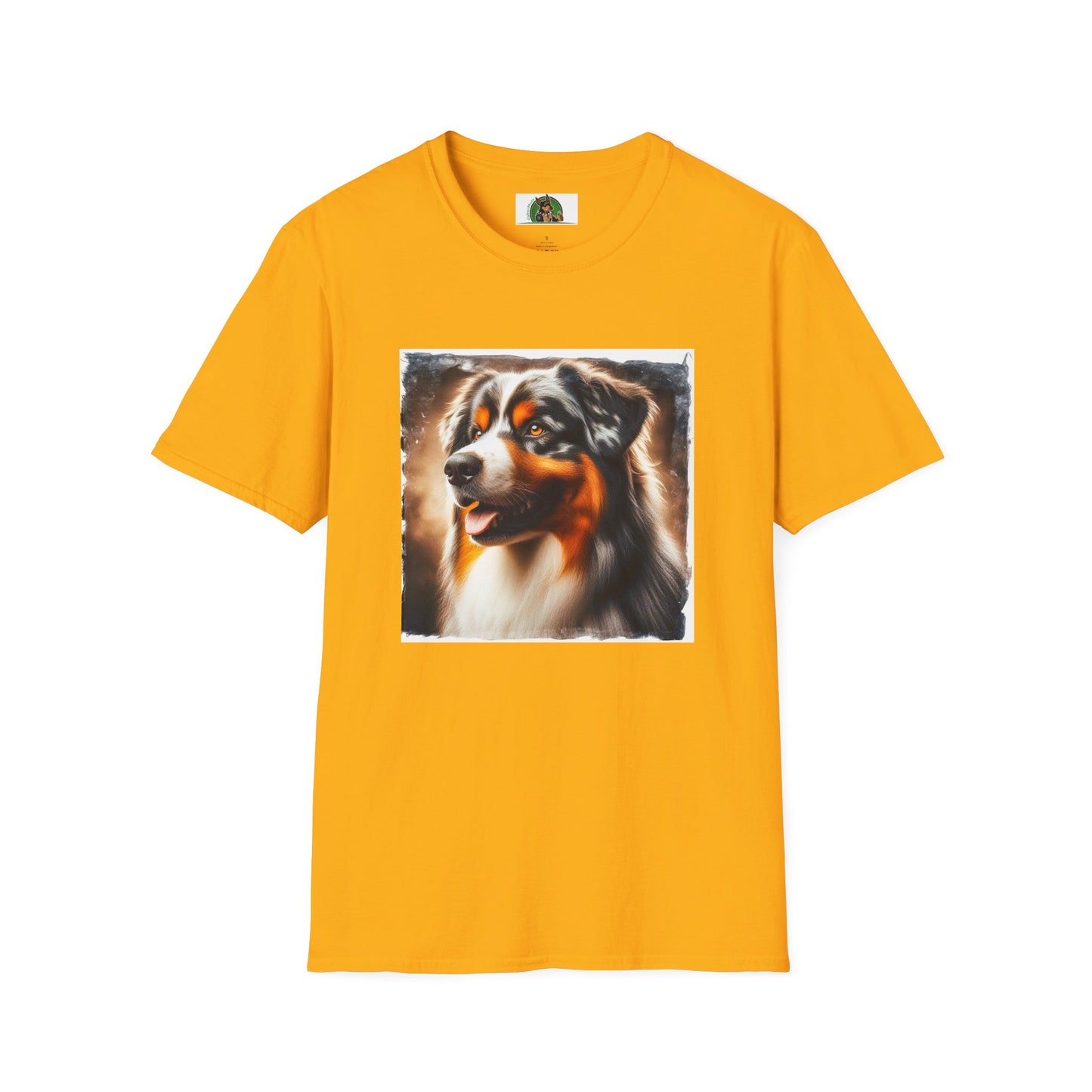Australian Shepherd Profile Pic T-Shirt Printify S Gold