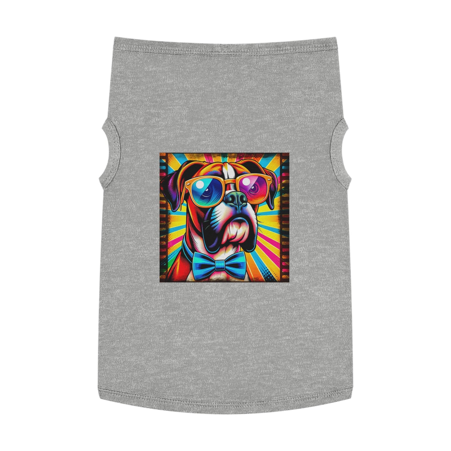 Pet Tank Top Boxer Dog Wearing Shades Pets Printify XL Heather 