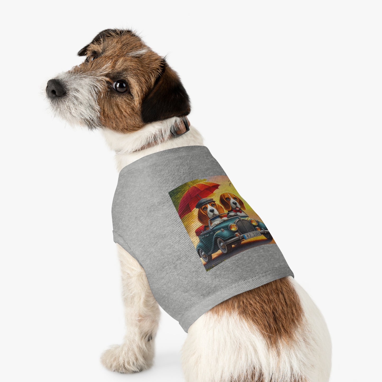 Pet Tank Top Wacky Beagle Dog Couple Sunday Driving Pets Printify   