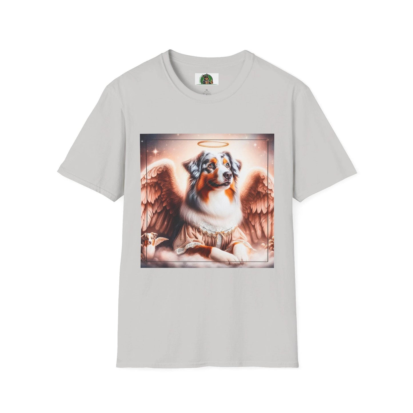 Australian Shepherd Mother And Puppy Angels T Shirt Celebrating The Bond Between Mom And Litter T-Shirt Printify S Ice Grey