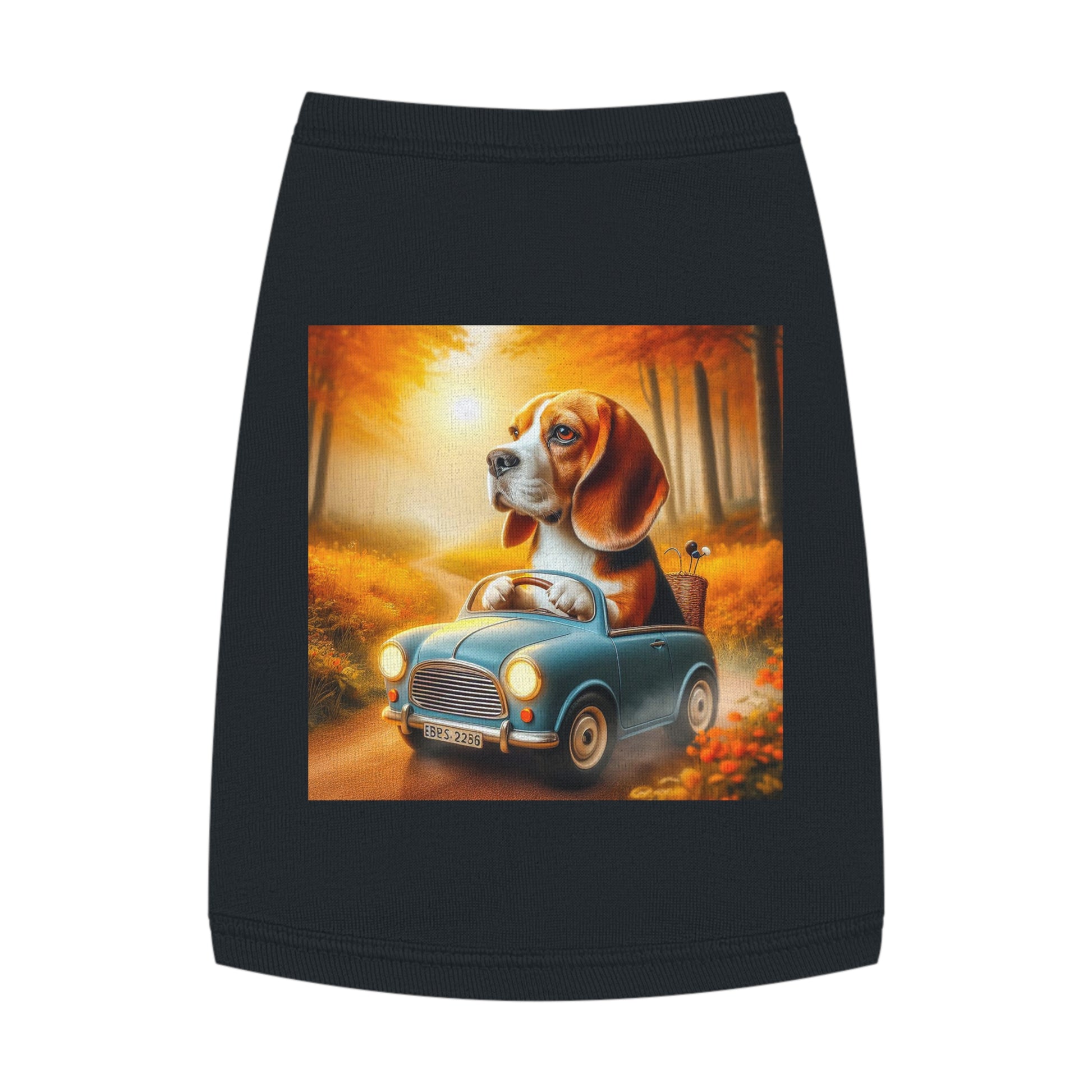 Pet Tank Top Wacky Beagle Dog In Tiny Car Pets Printify M Black 