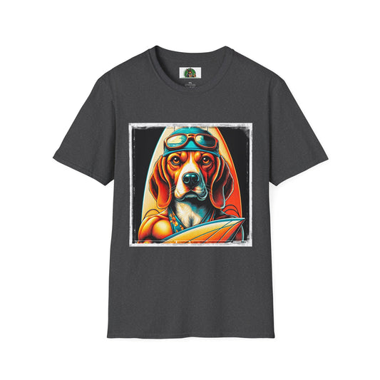 Beagle Muscle Surfer Dog T-Shirt Printify XS Dark Heather 