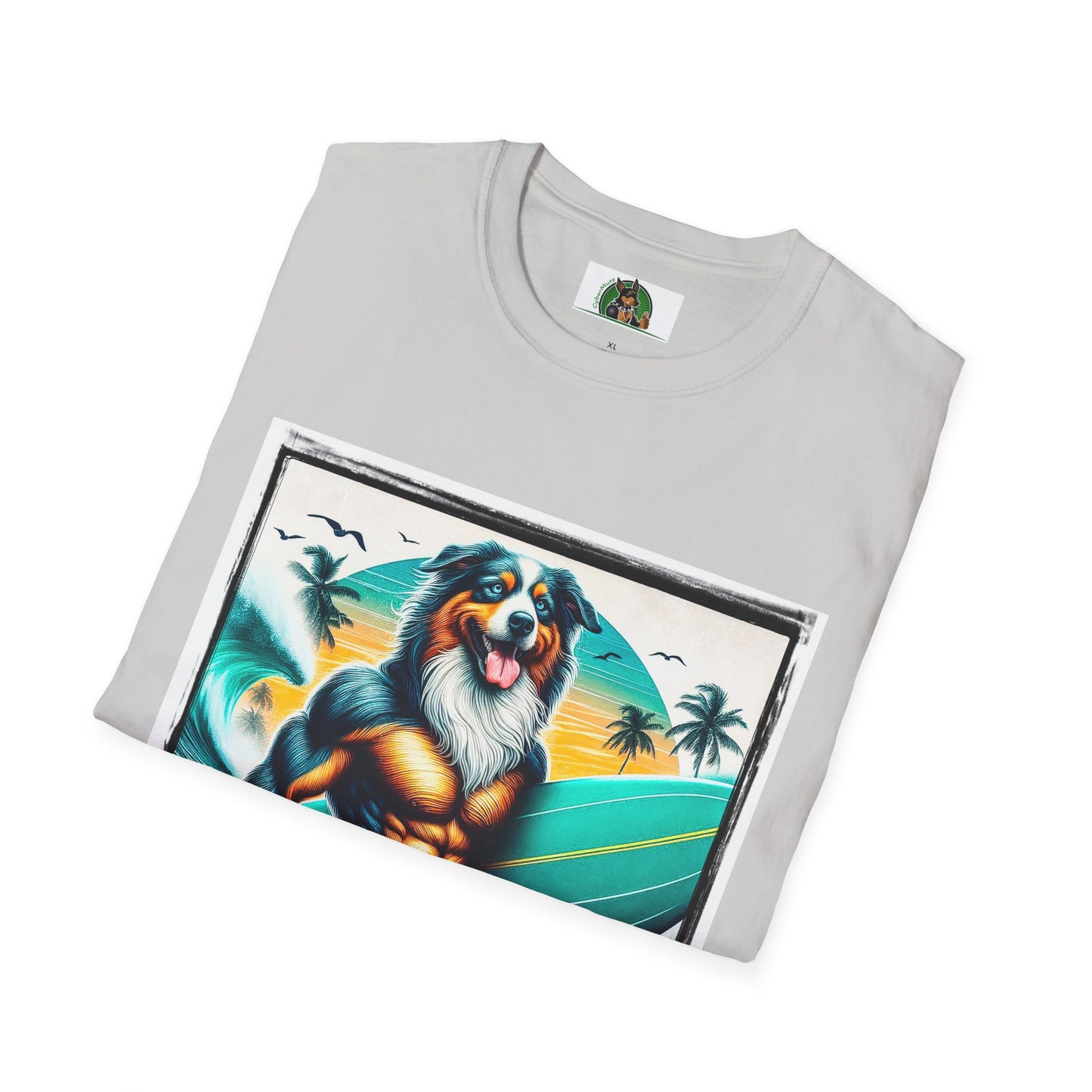 Australian Shepherd Turquoise Surf Board Beach Dog