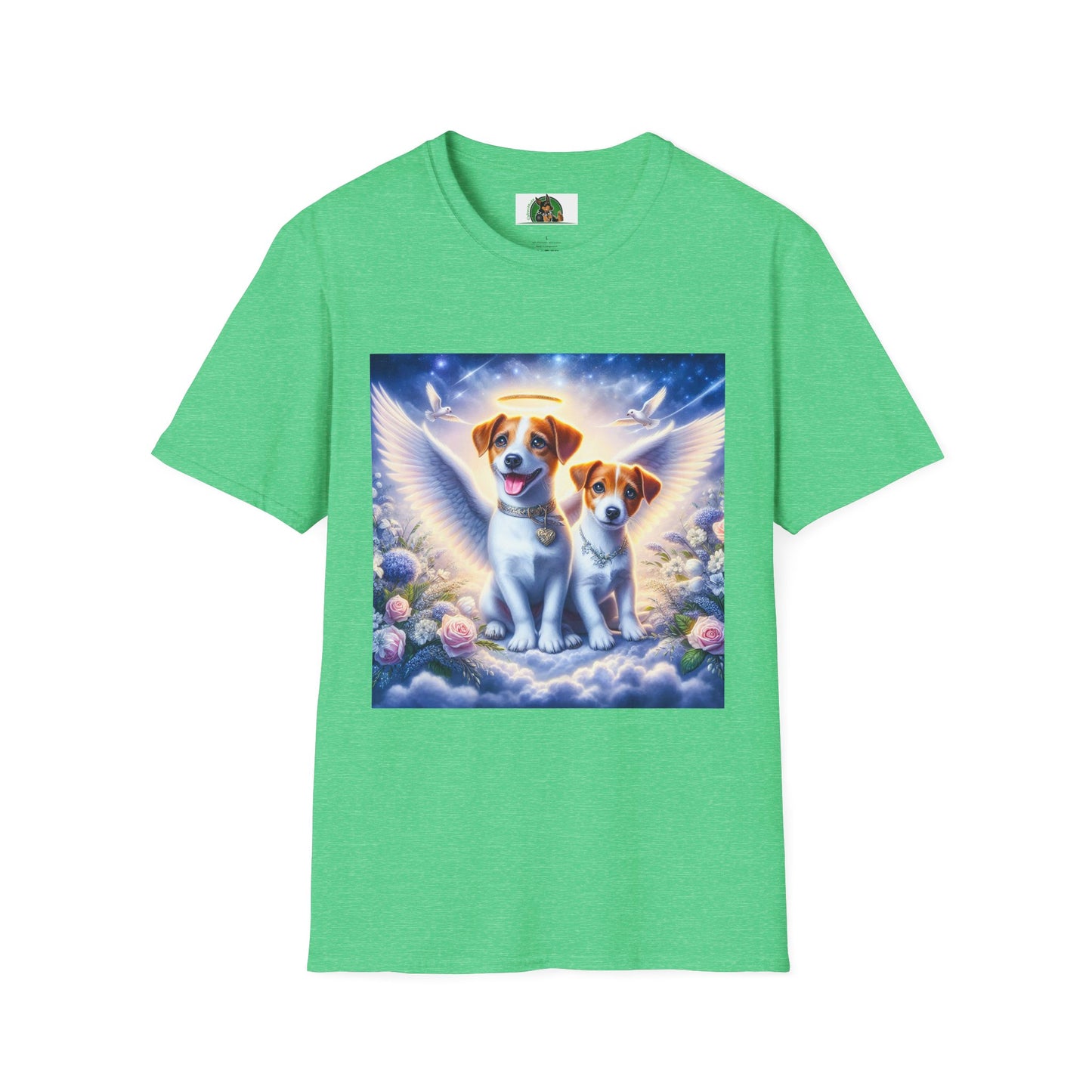 Jack Russell Puppy Angels T-Shirt Printify S Heather Irish Green
