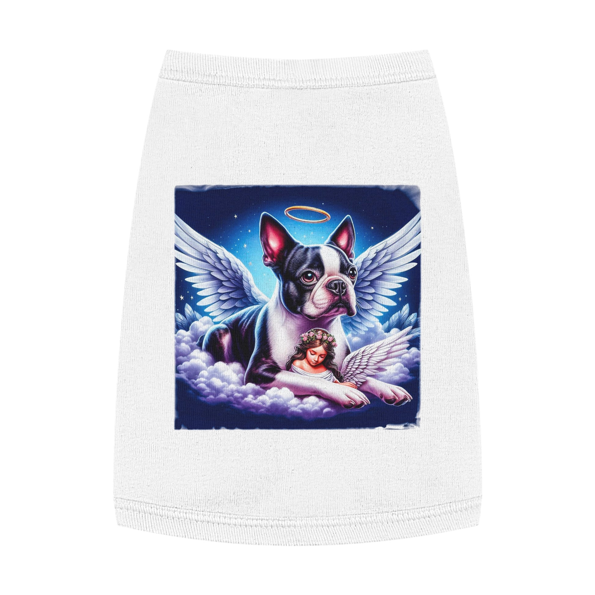 Pet Tank Top Boston Terrier Angel Dog Pets Printify   