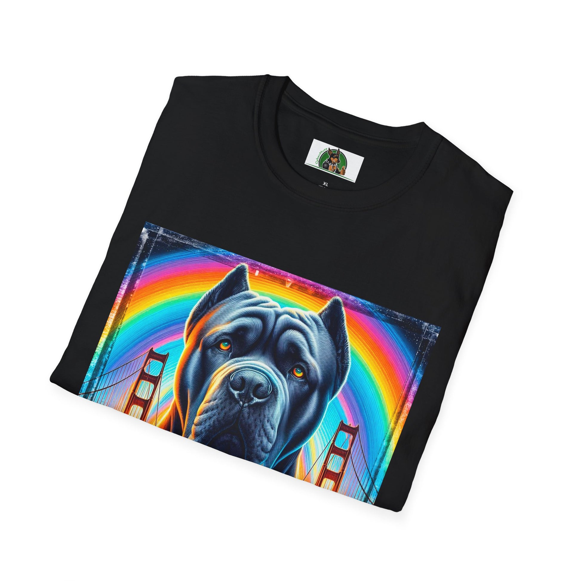 Cane Corso Double Rainbow Bridge TShirt T-Shirt Printify