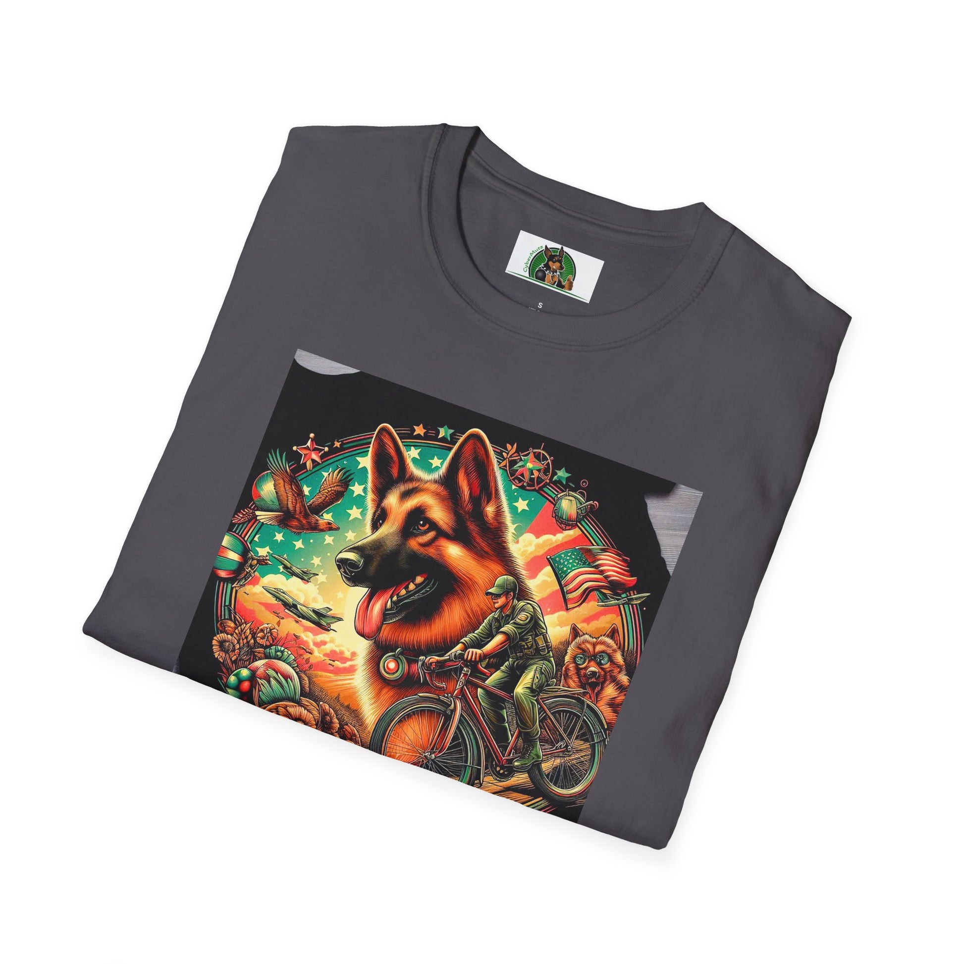 German Shepherd happy boy T-Shirt Printify