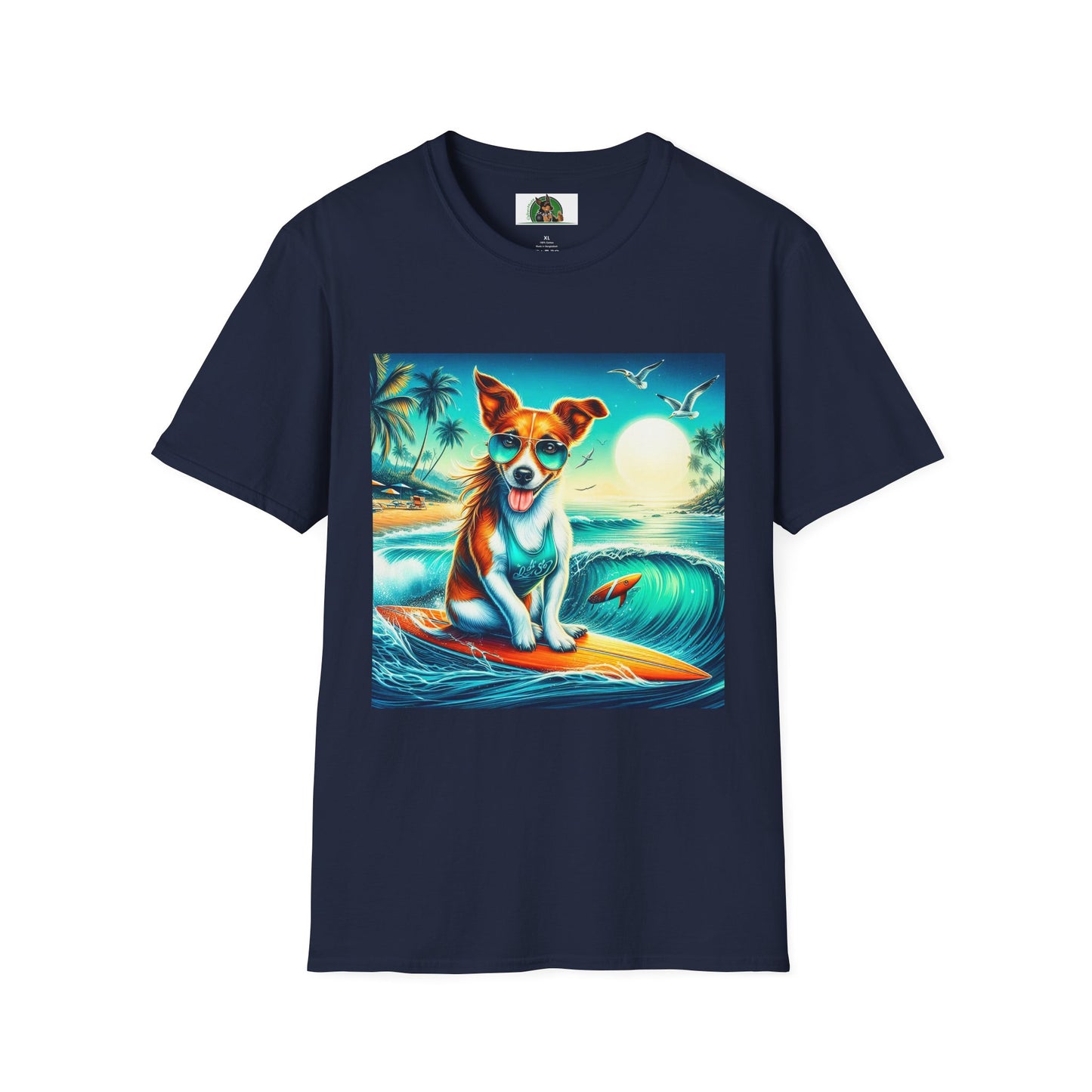 Jack Russell Surfer W/Shades T-Shirt Printify S Navy