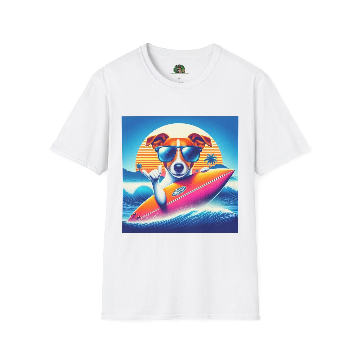 Jack Russell Surfer Dog T-Shirt Printify S White 