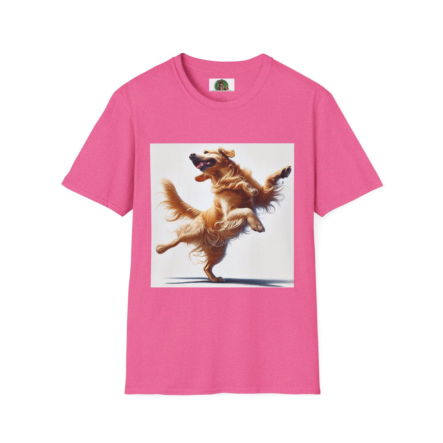 Golden Retriever Dance T-Shirt T-Shirt Printify S Heather Heliconia