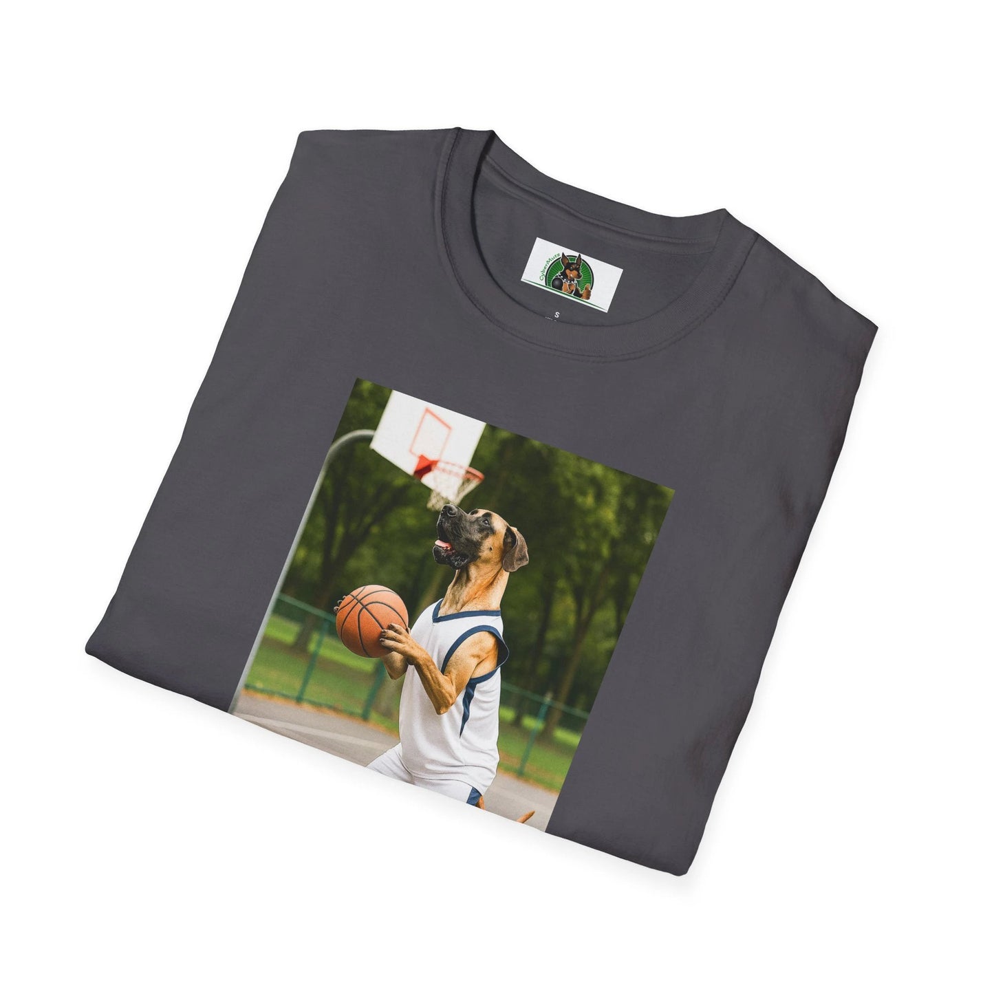 Great Dane Playing Basketball T-Shirt — Sports Dog Tee T-Shirt Printify