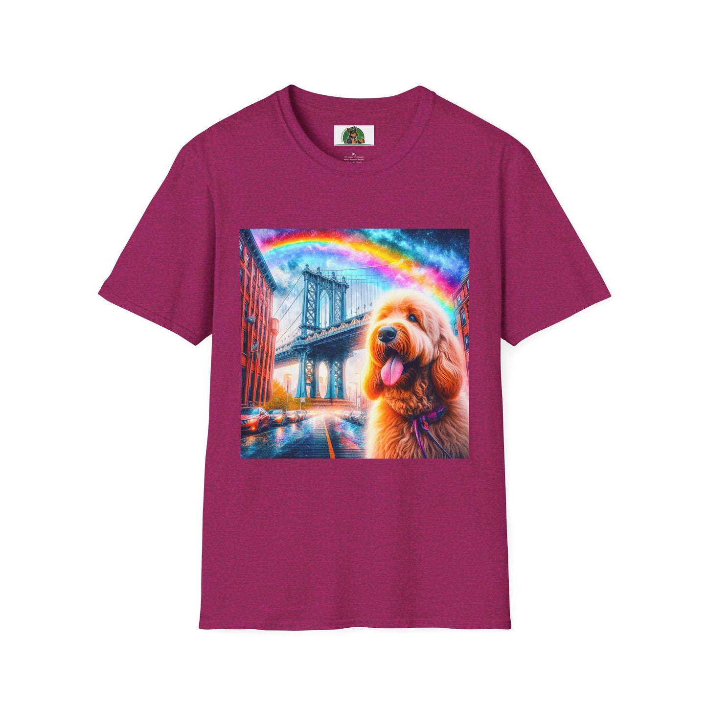 Golden Doodle bridge shirt T-Shirt Printify S Antique Heliconia
