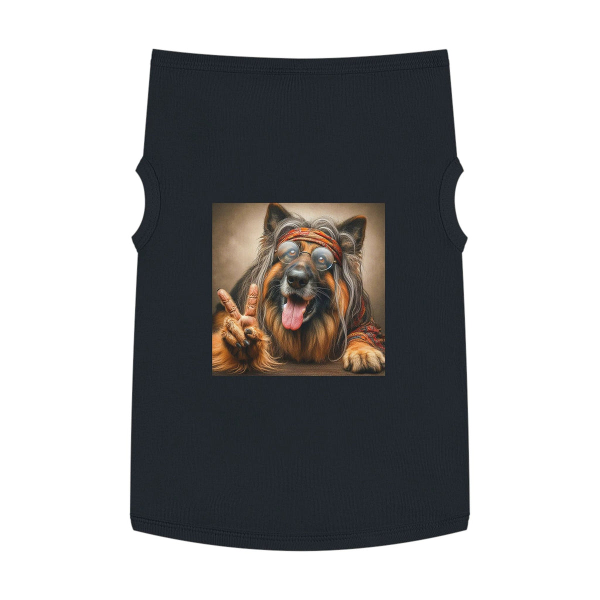 German Shepherd Peace Hippie Pet Tank Top Pets Printify XL Black