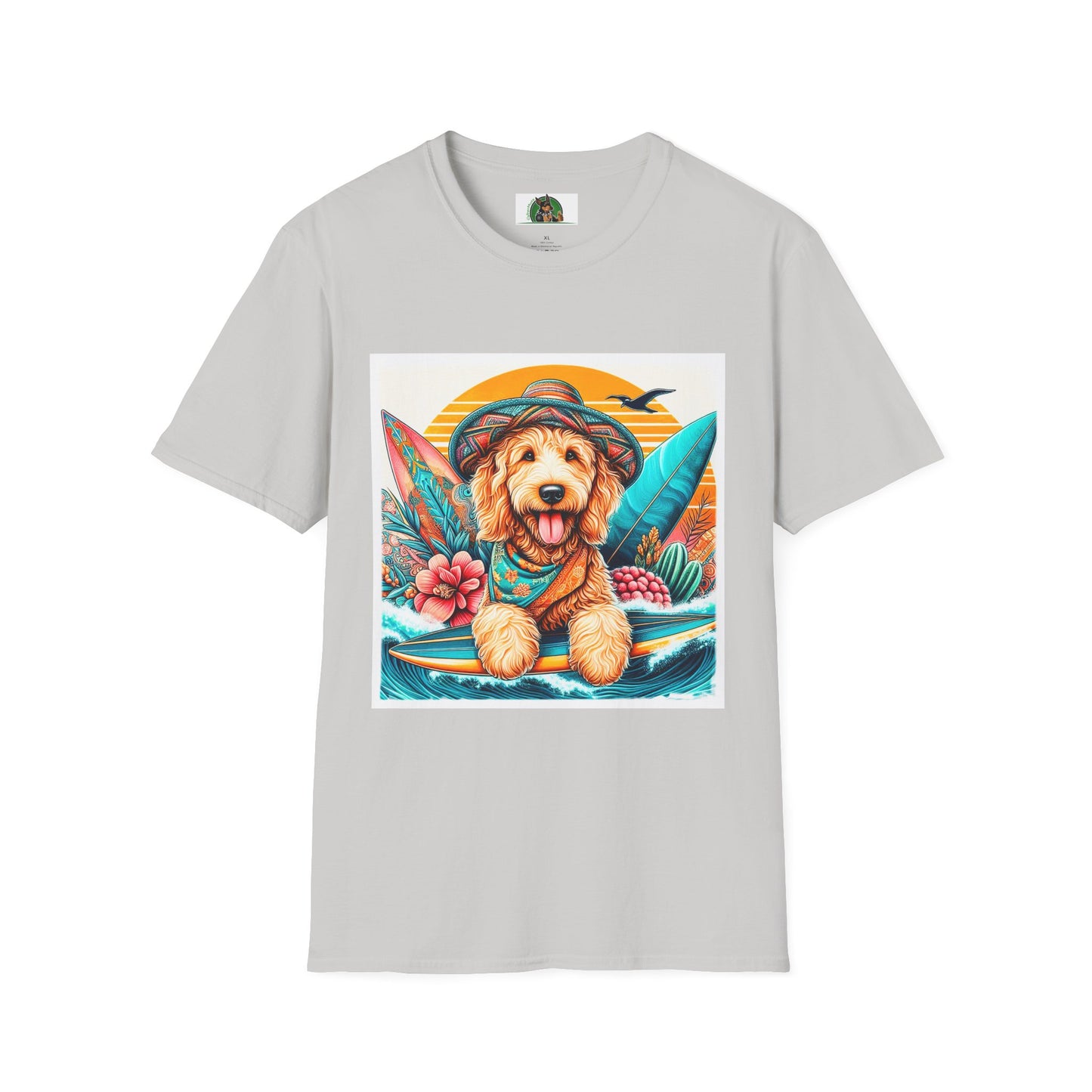 Golden Doodle blue waves shirt T-Shirt Printify S Ice Grey