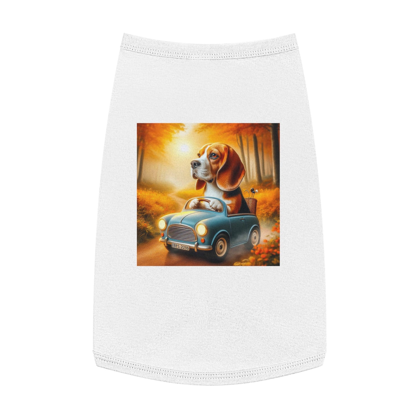 Pet Tank Top Wacky Beagle Dog In Tiny Car Pets Printify L White 