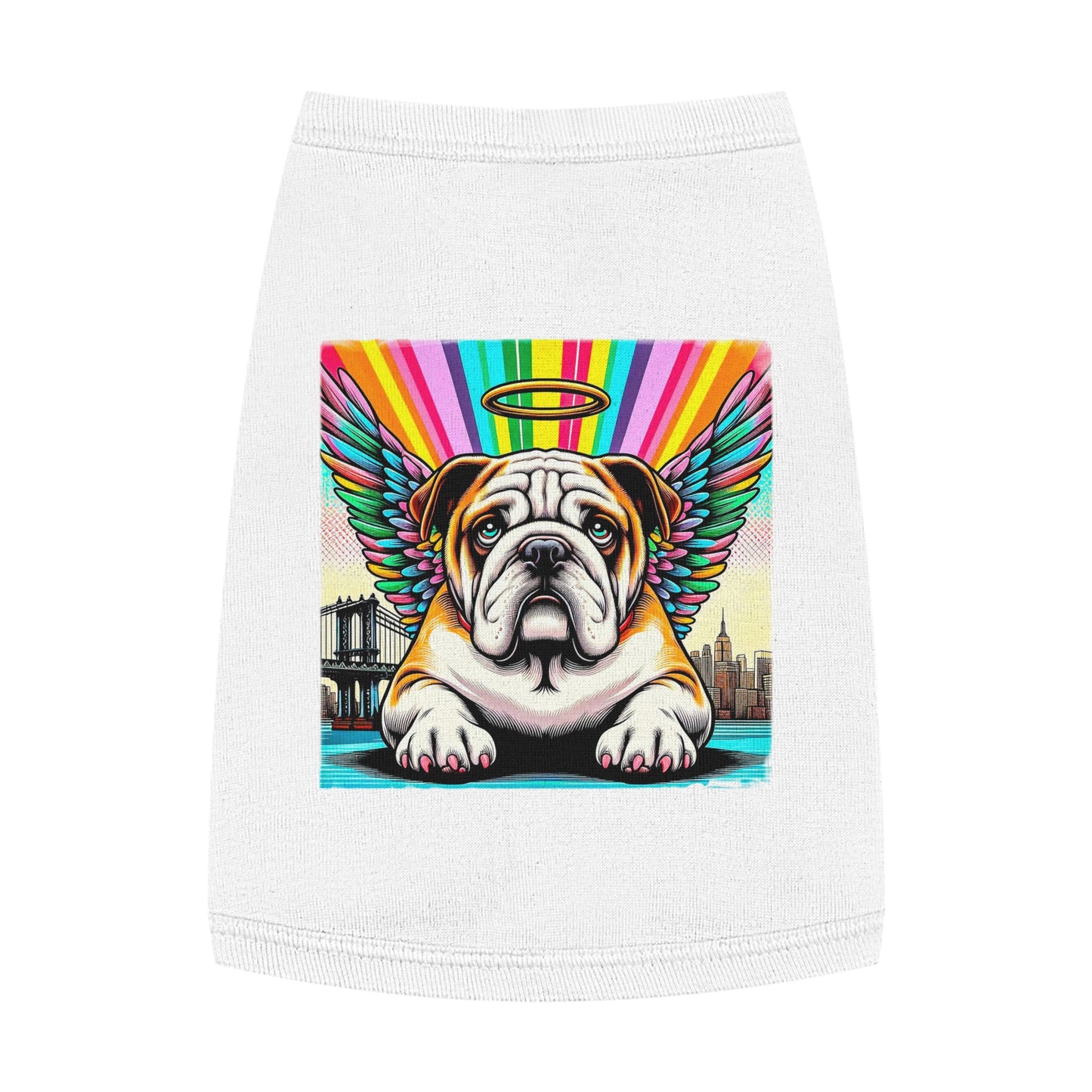 Pet Tank Top Bulldog heavenly angel t shirt Pets Printify