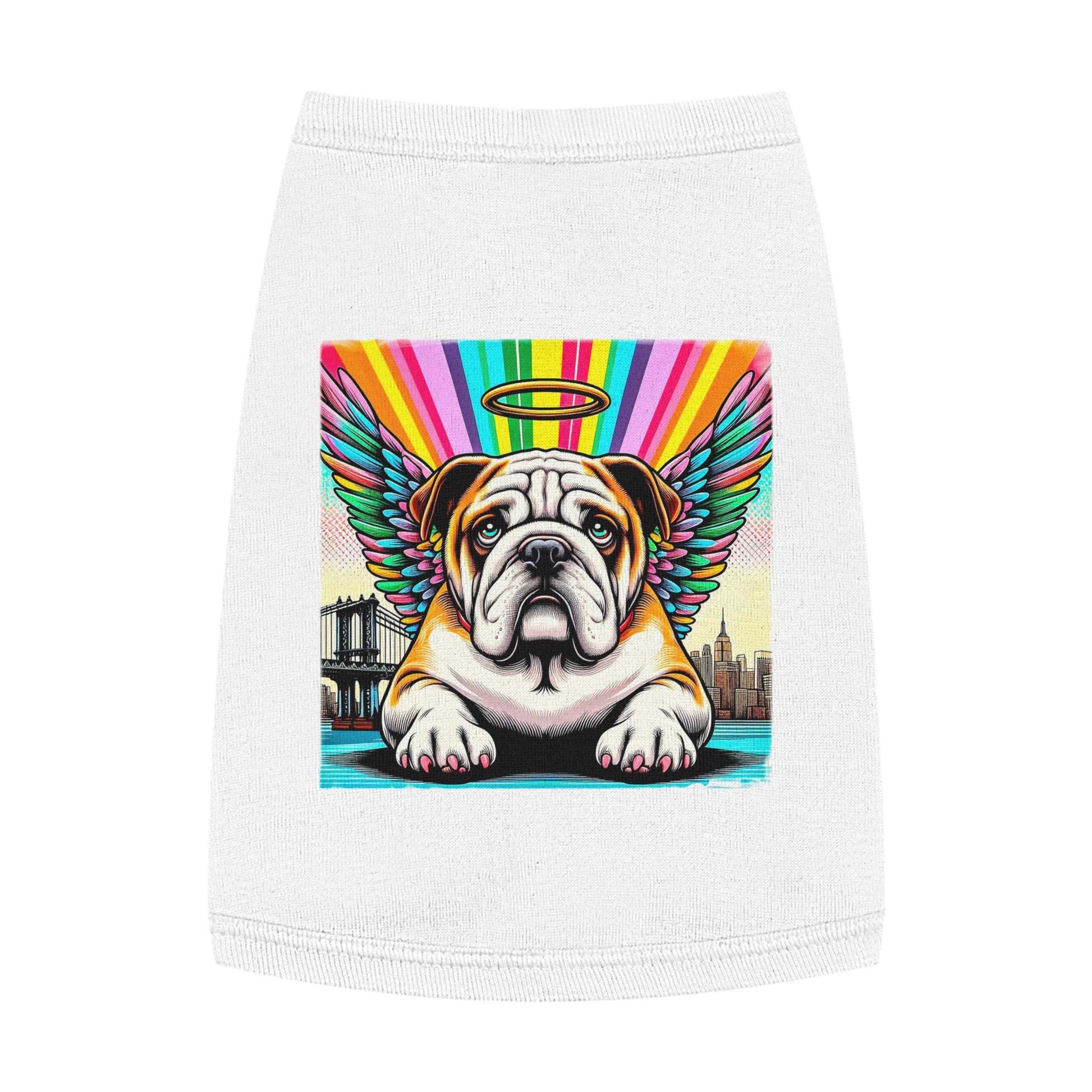 Pet Tank Top Bulldog heavenly angel t shirt Pets Printify