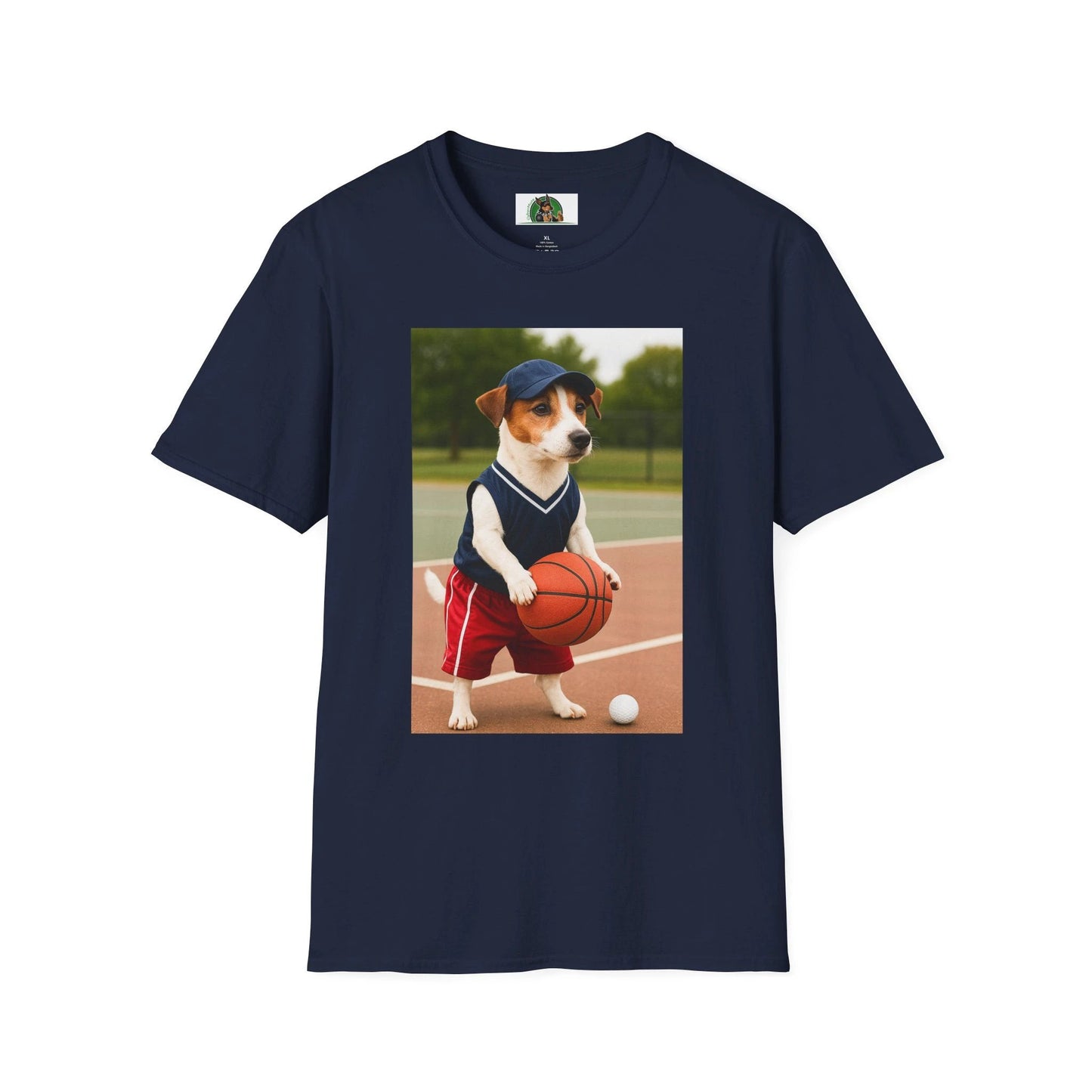 Jack Russell Basketball T-Shirt — Sports Dog Tee for Dog Lovers T-Shirt Printify Navy S