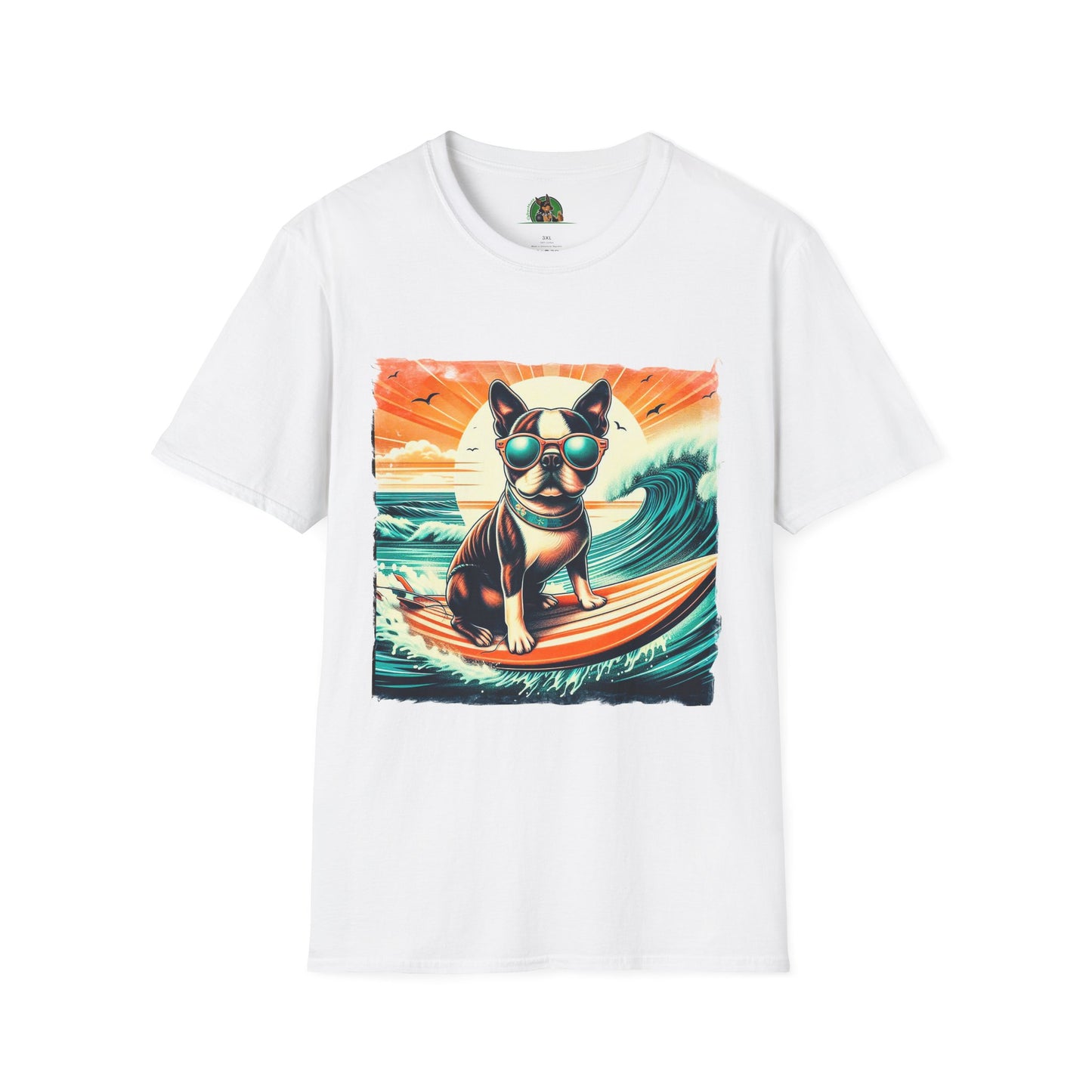 Boston Terrier Sunset Surfer Dog Shirt