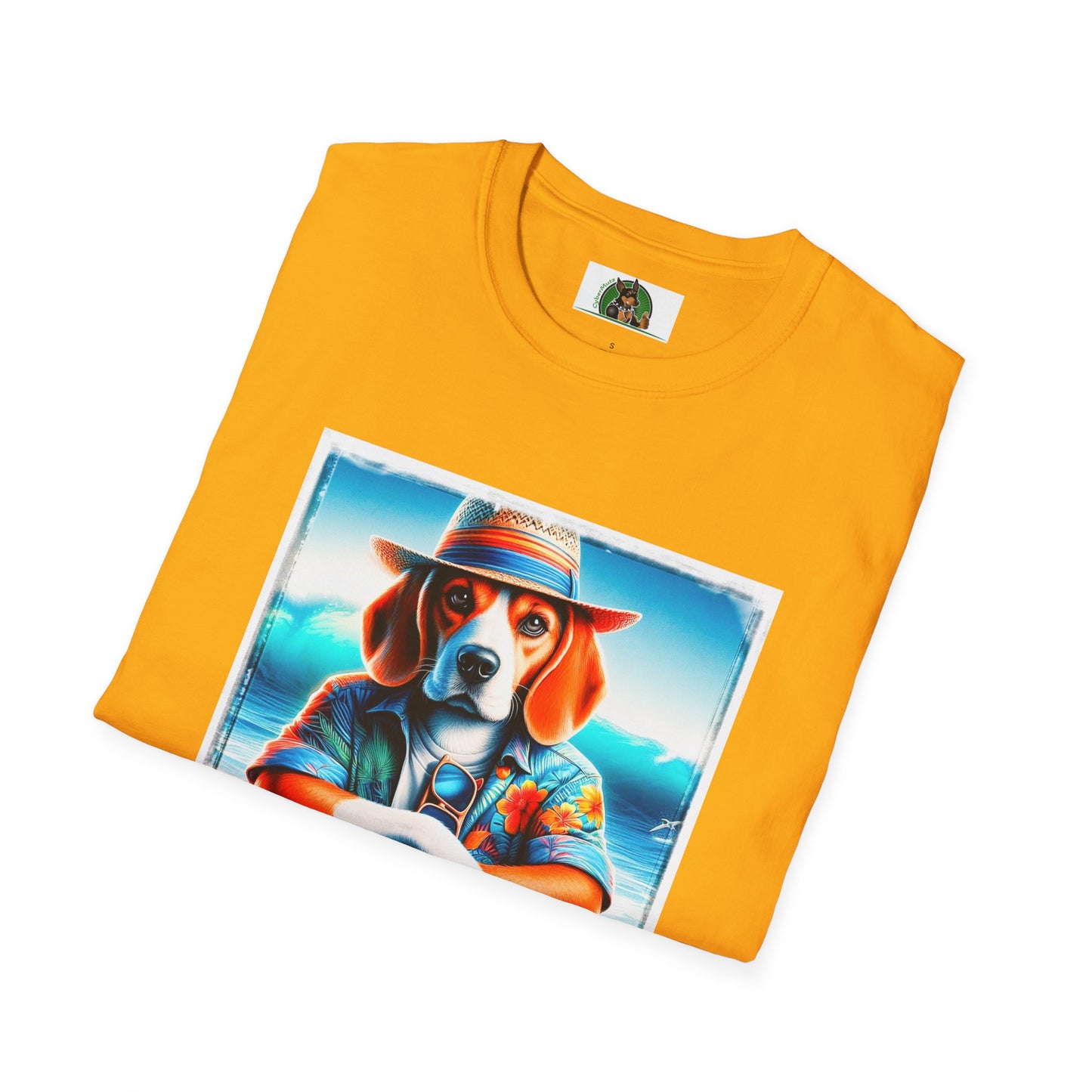 Beagle Wearing Summer Shirt And Hat T-Shirt Printify   