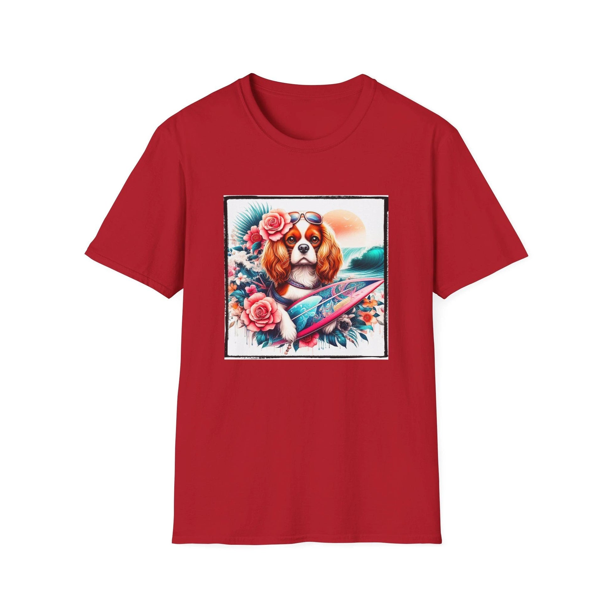 Cavalier King Charles Spaniel Surfer Girl T Shirt For Dog Lovers Cavalier Fans Beach Tee T-Shirt Printify