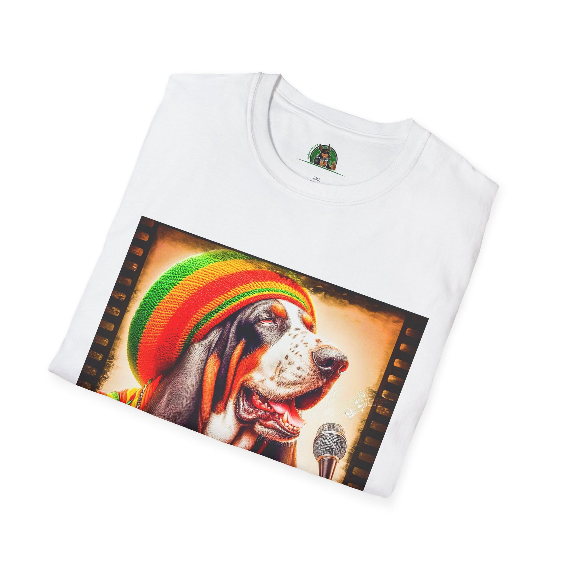 Basset Hound Playing Guitar Singing T-Shirt Printify