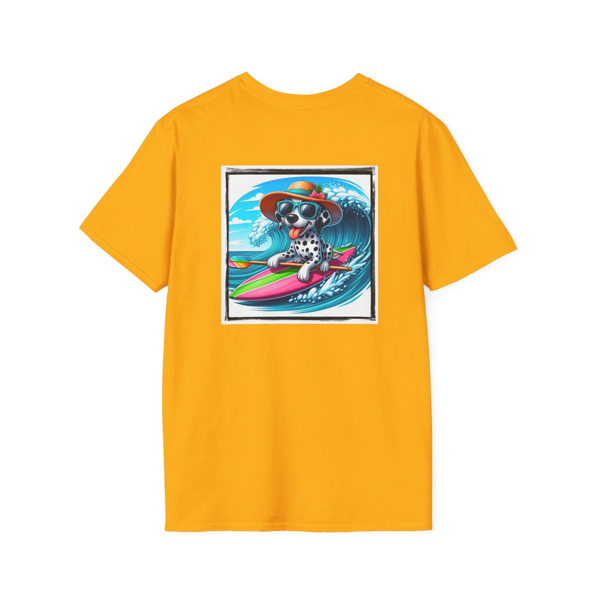Dalmatian surf day t shirt Back Design