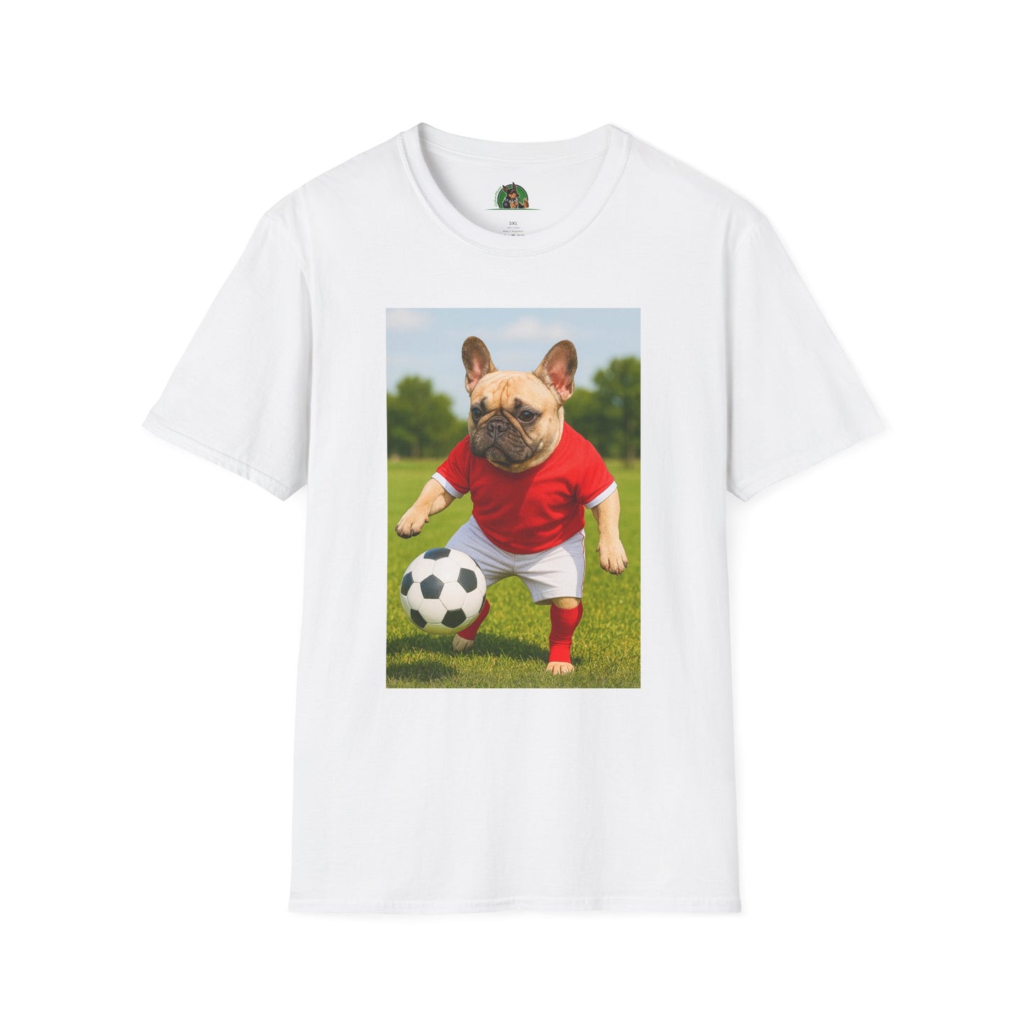 Sports Soccer French Bulldog T-Shirt T-Shirt Printify White XS