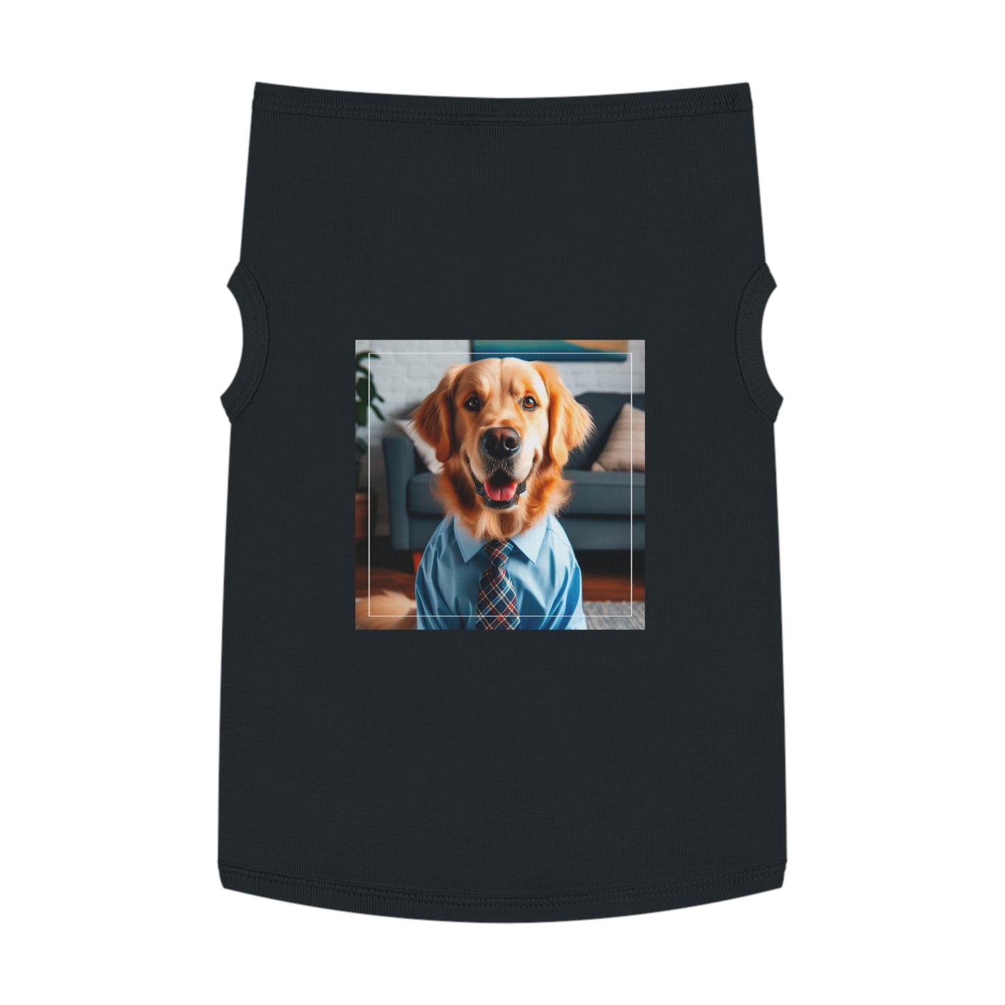 Golden Retriever suit and tie tsnk top Pets Printify XL Black